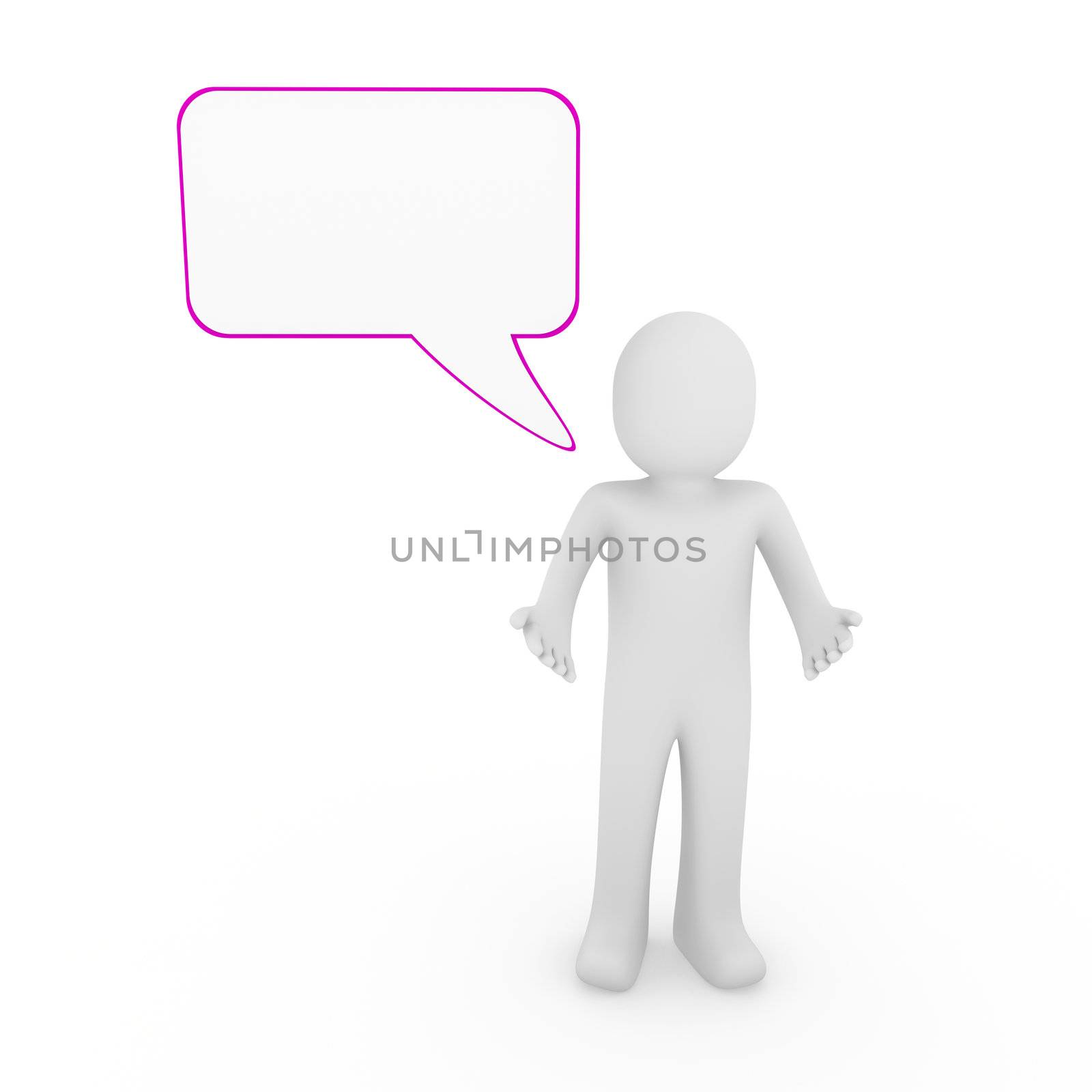 3d human man speak talk communication banner purple