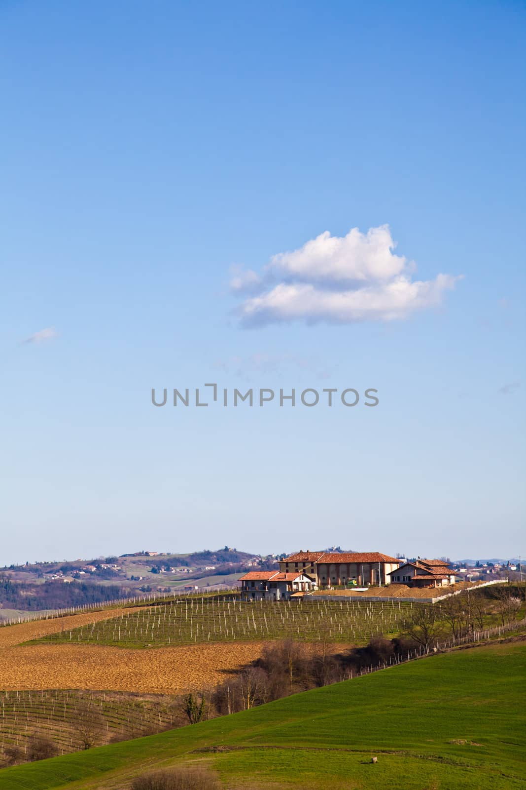 Charming Italian villa in Monferrato area (Piemonte region, north Italy) during spring season