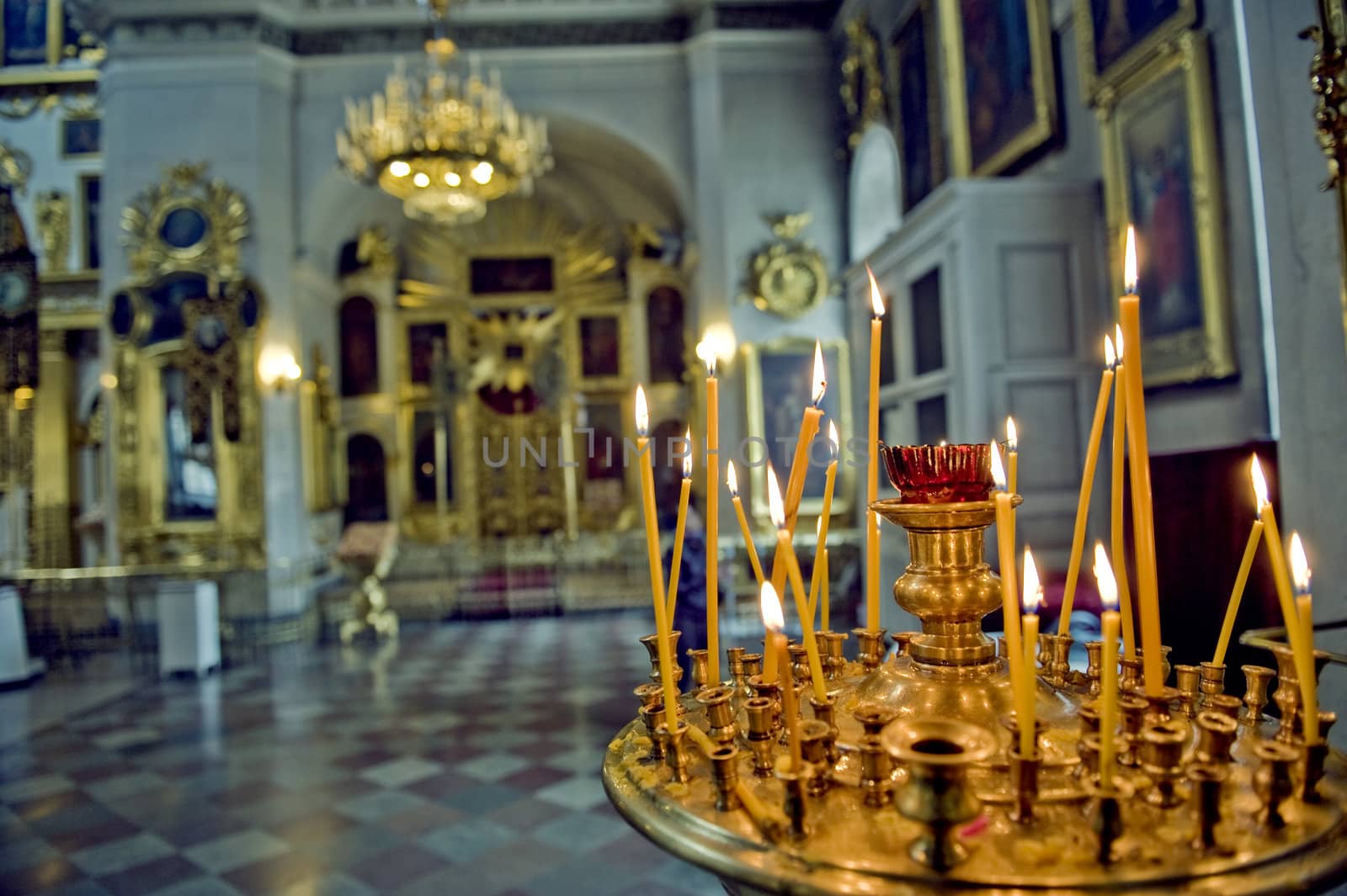 Candles it the Russian church,  taken in Russia, St.Petersburg.