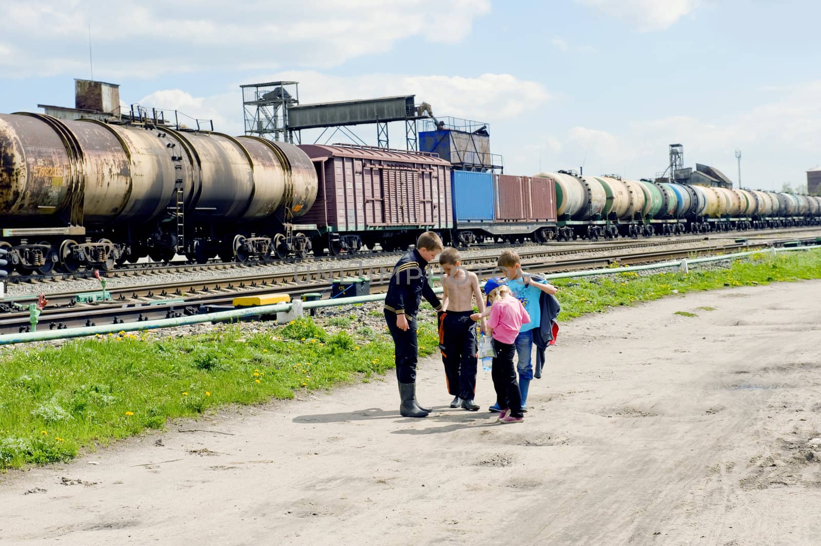 Children play near the railway, taken in Russin province on May 2011. 