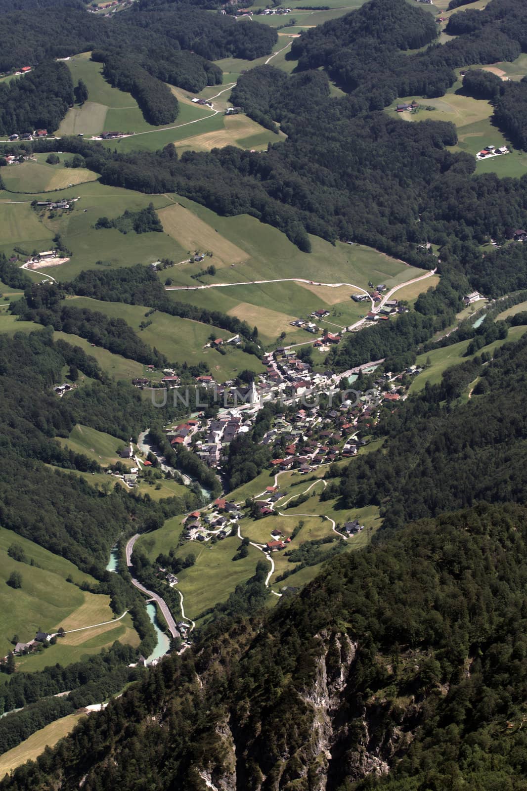 The Alpine mountains of Austria below the warm sun of summer
