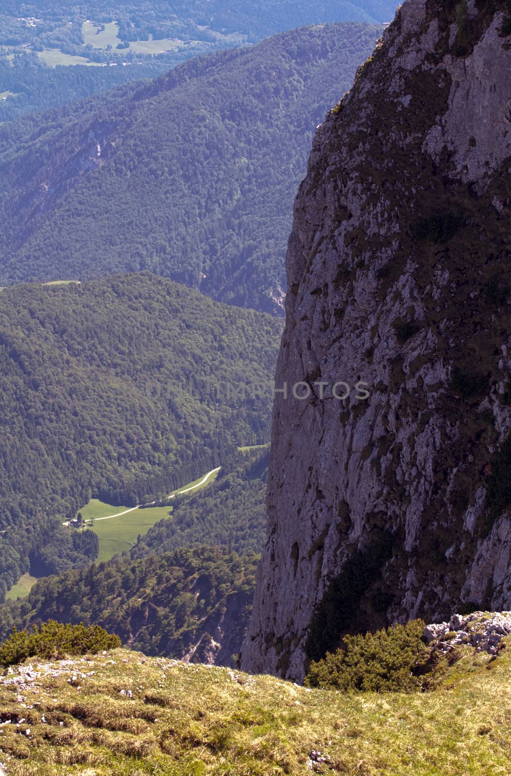 The Alpine mountains of Austria below the warm sun of summer