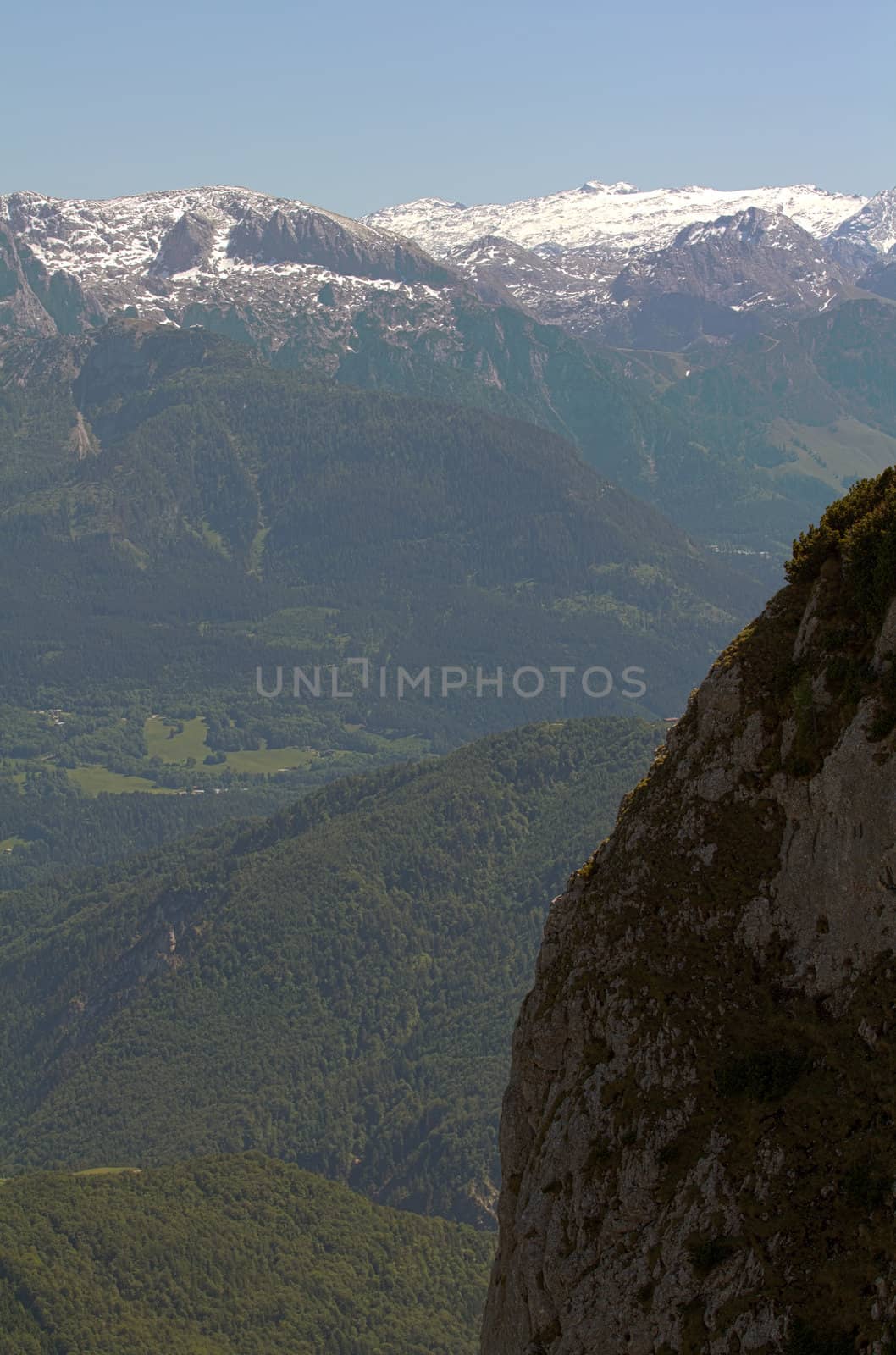 The Alpine mountains of Austria below the warm sun of summer