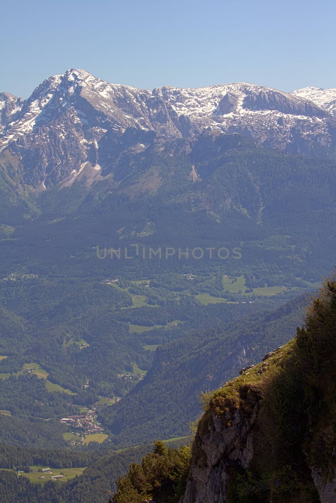 The Alpine mountains of Austria below the warm sun of summer