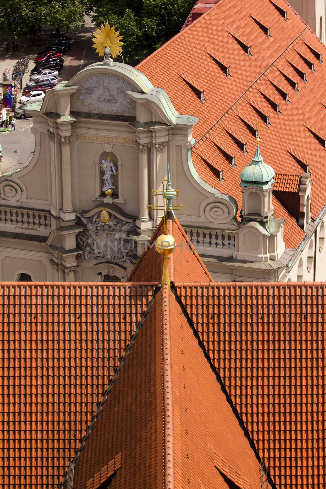The Cityscape of Munich in Summer, from above the Marienplatz