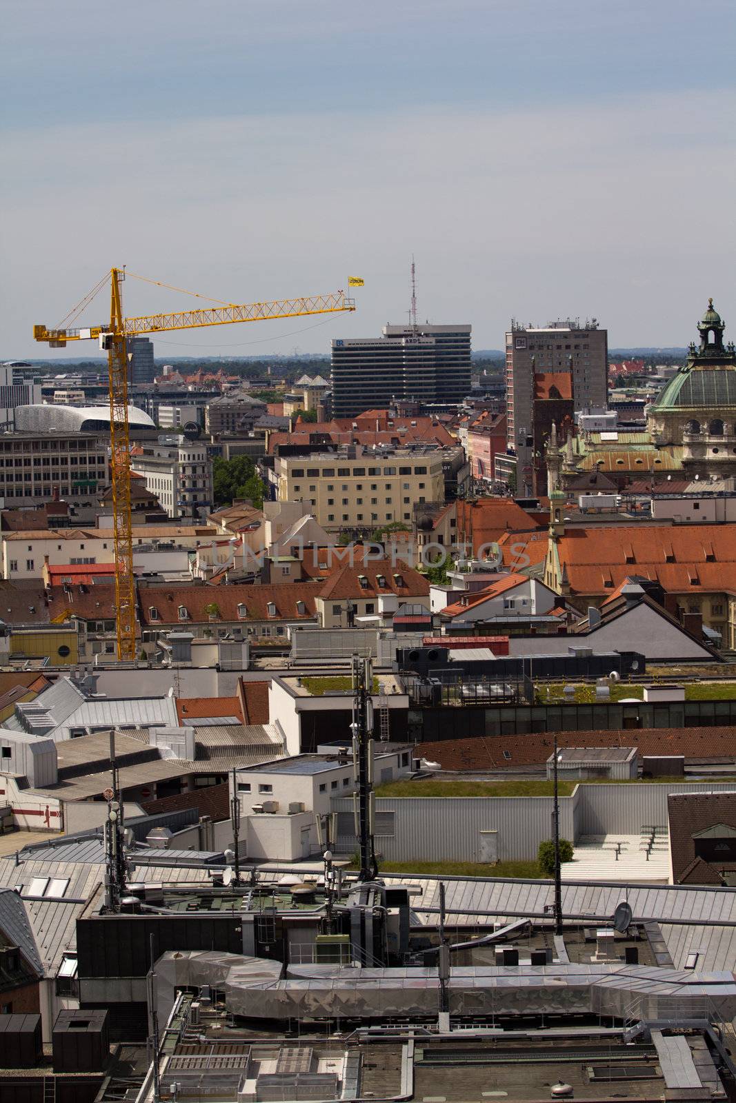 The Cityscape of Munich in Summer, from above the Marienplatz