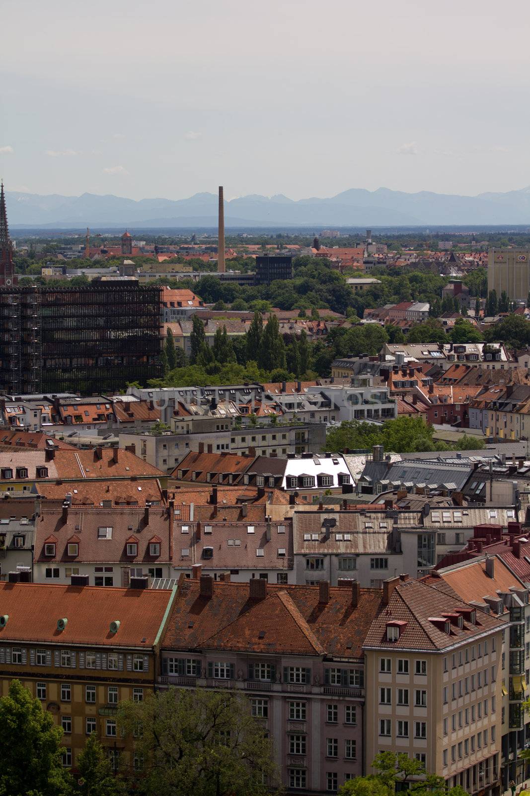 The Cityscape of Munich in Summer, from above the Marienplatz