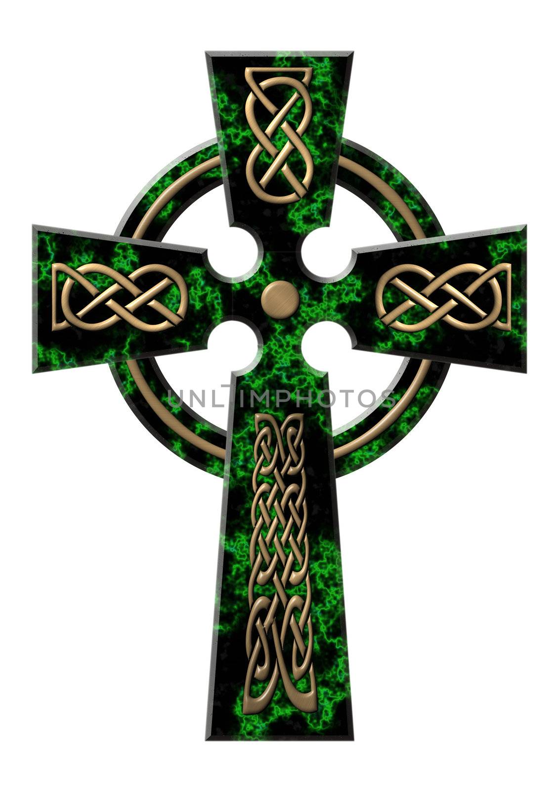 Cross from a green marble with gold incrustation