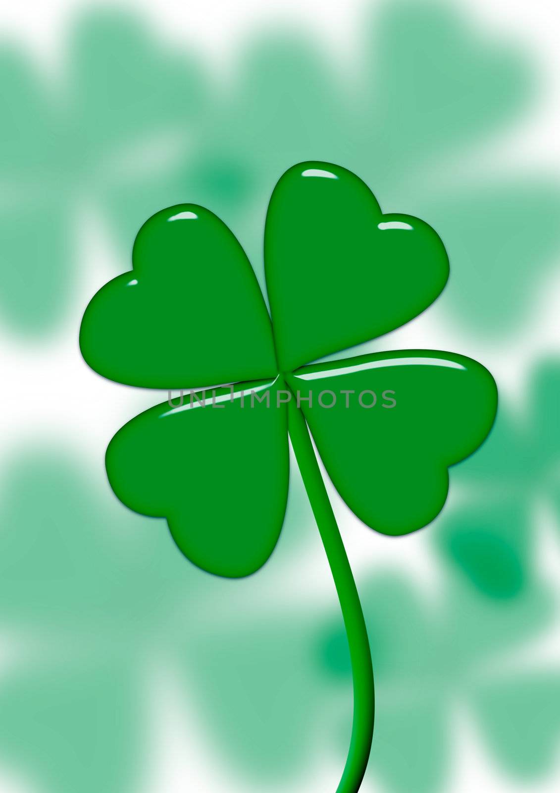 leaves clovers on stalks (effect blur background)