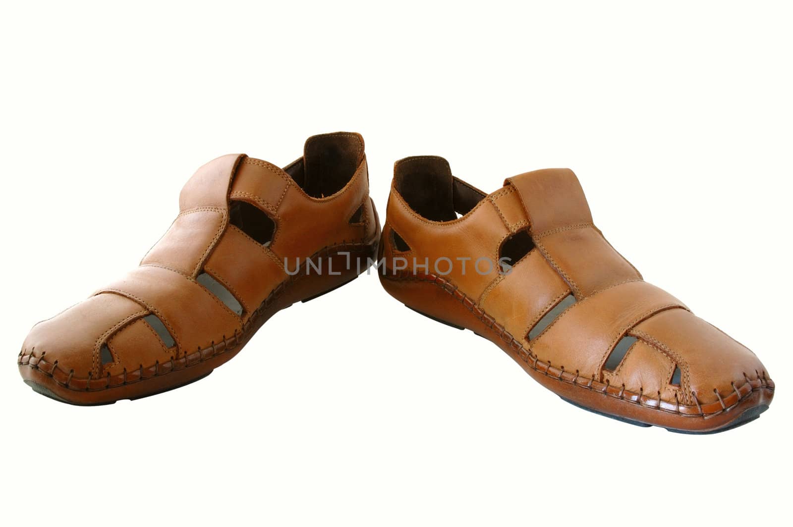 Man's summer leather brown shoes (sandals or mocassins).