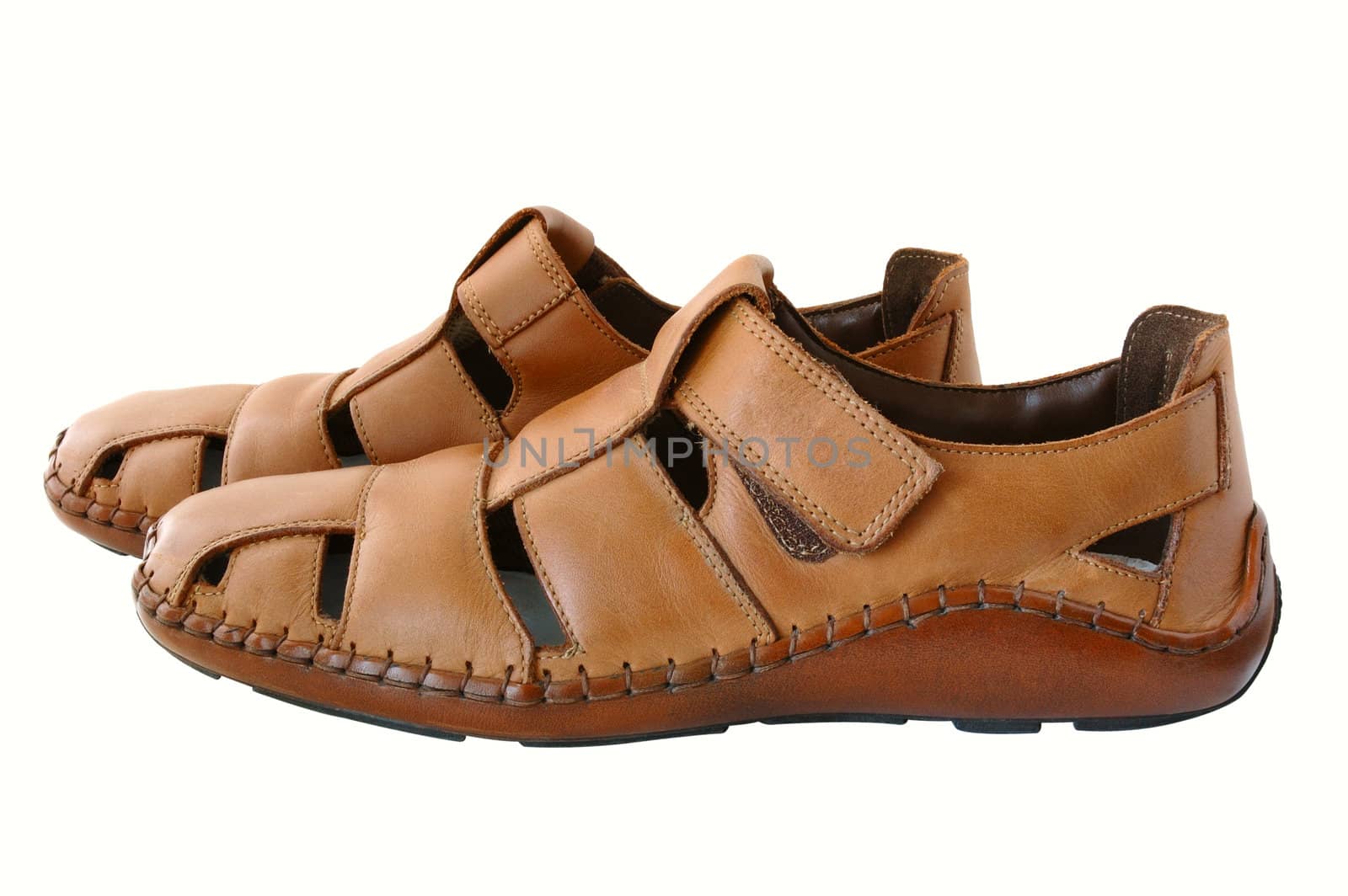 Man's summer leather brown shoes (sandals or mocassins).