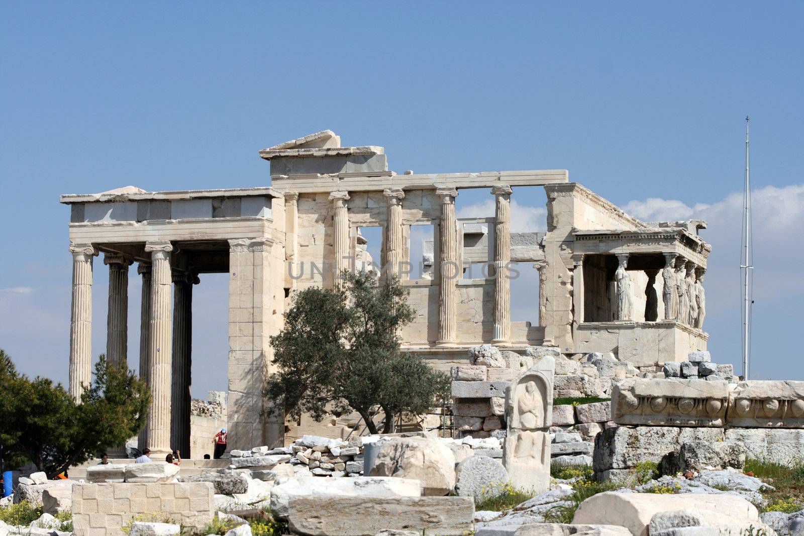 the temple of Erechtheum on acropolis of Athens Greece