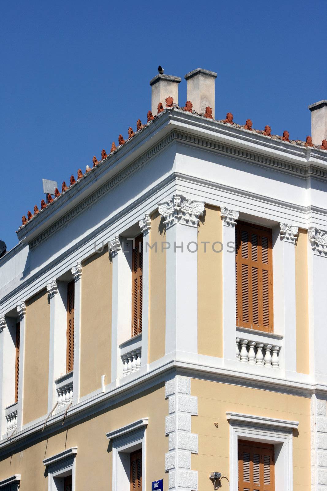 detail from neoclassic house in athens greece architecture concepts