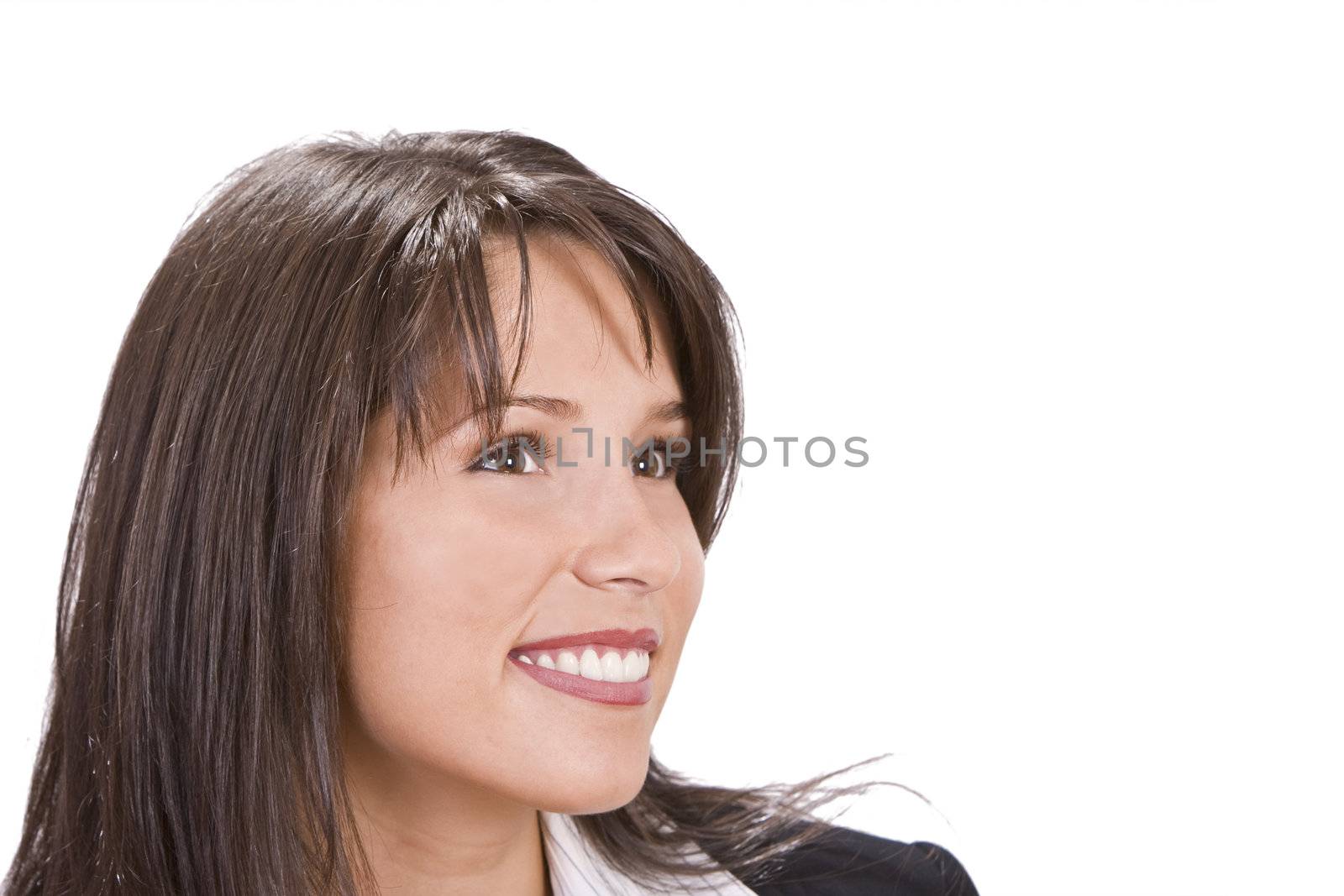 Portrait of a beautiful young brunette smiling.Shot with Canon 70-200mm f/2.8L IS USM