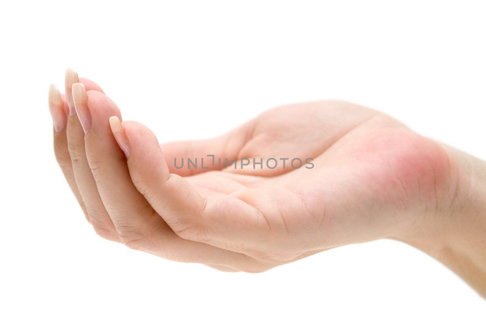 Open hand isolated on a white background.