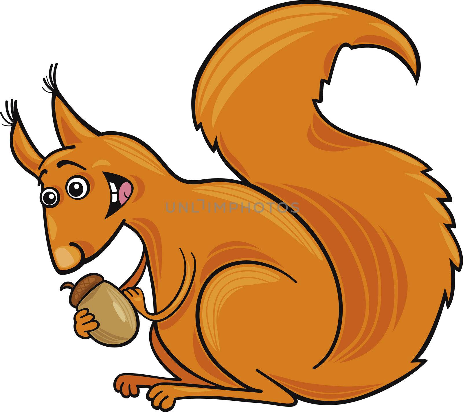 Cartoon illustration of funny red squirrel