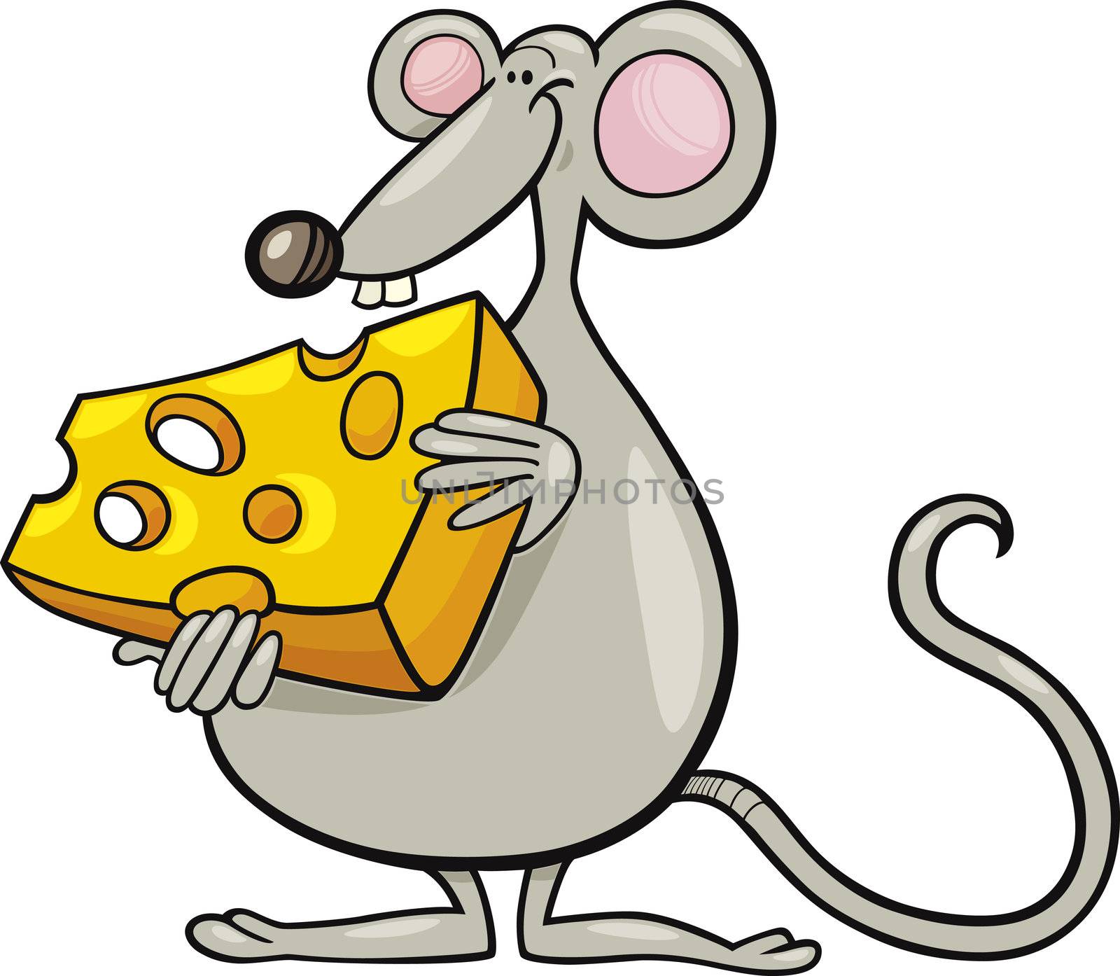Cartoon illustration of mouse with cheese