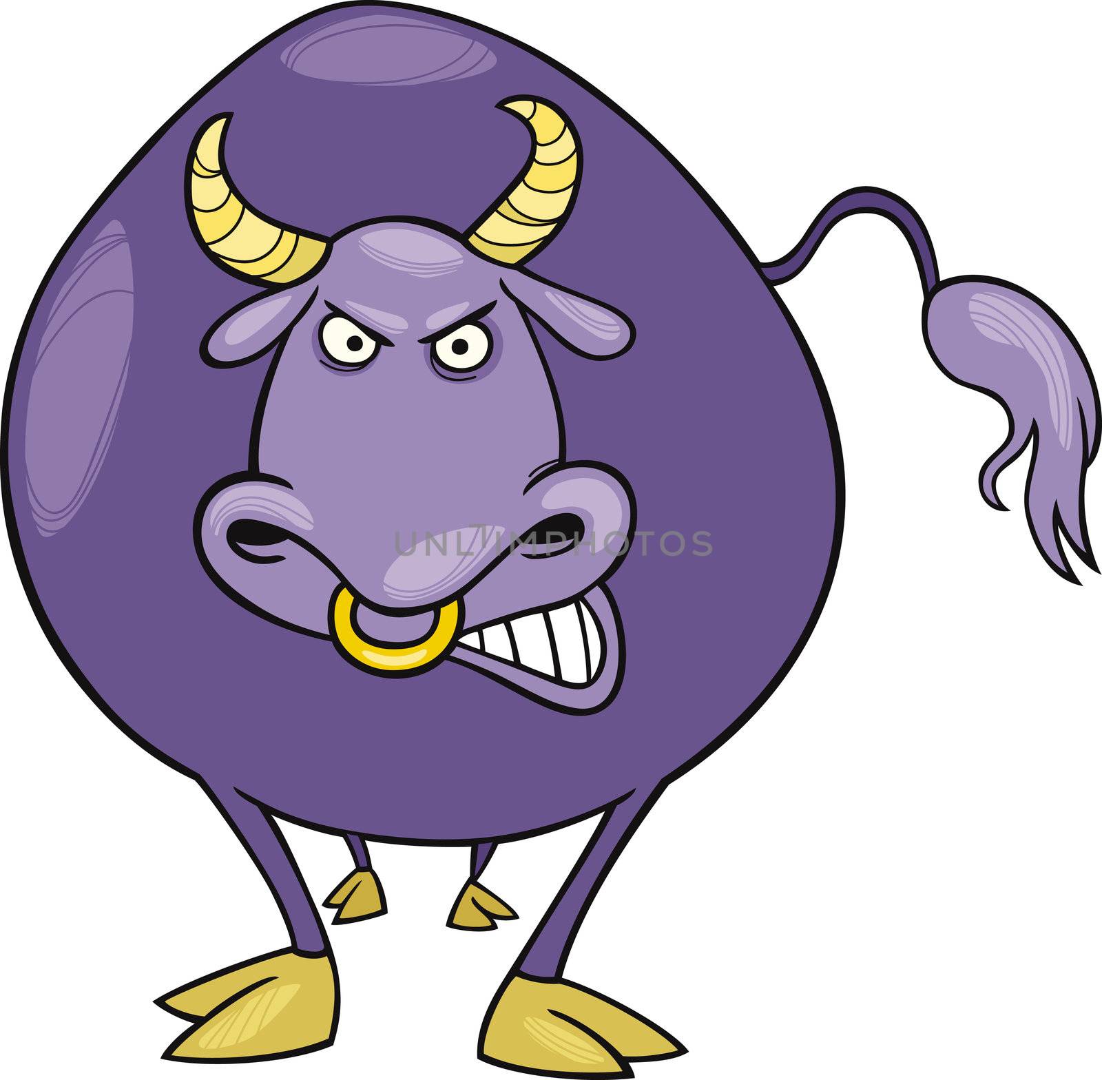 Cartoon illustration of angry bull