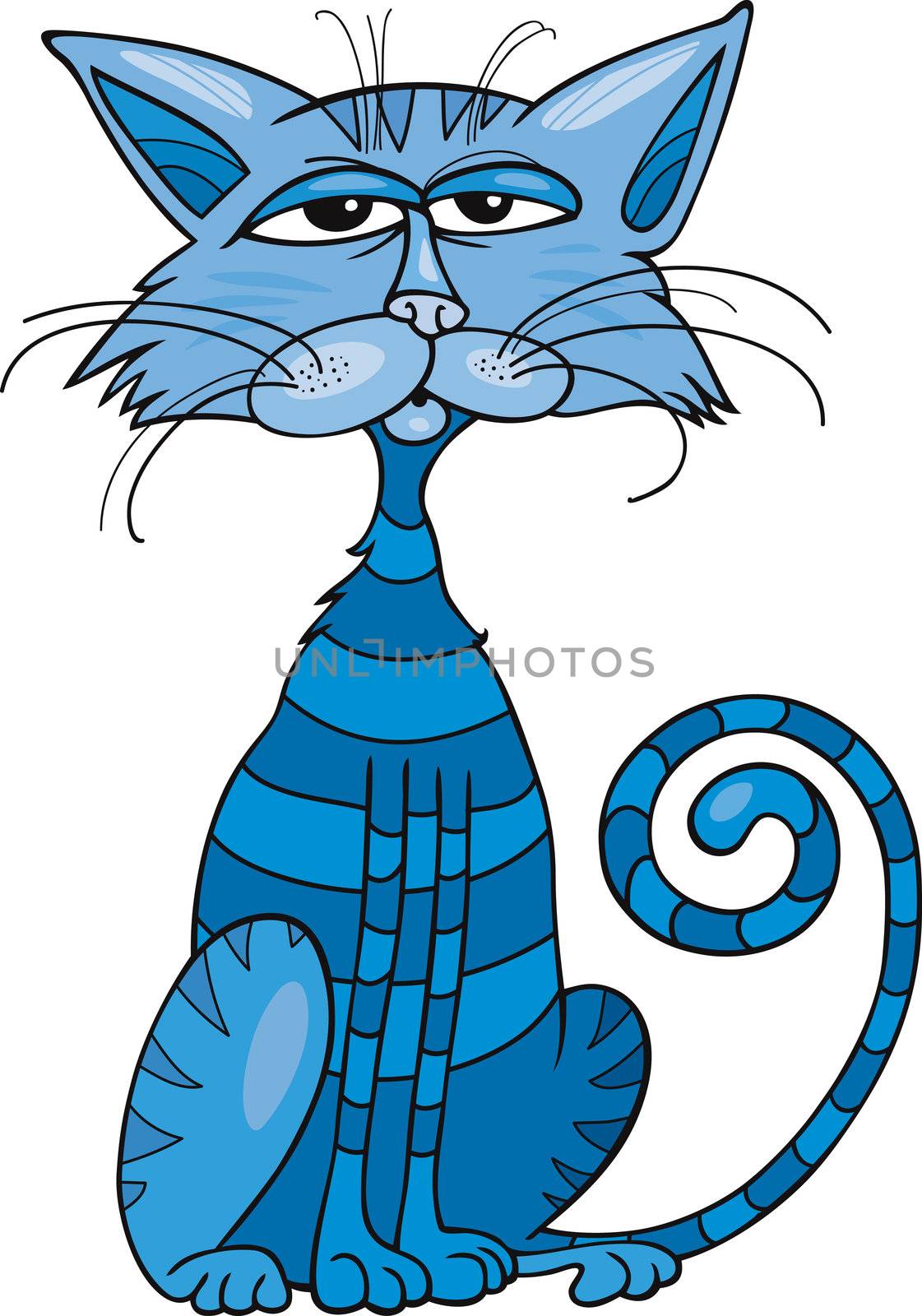 Cartoon illustration of Blue cat