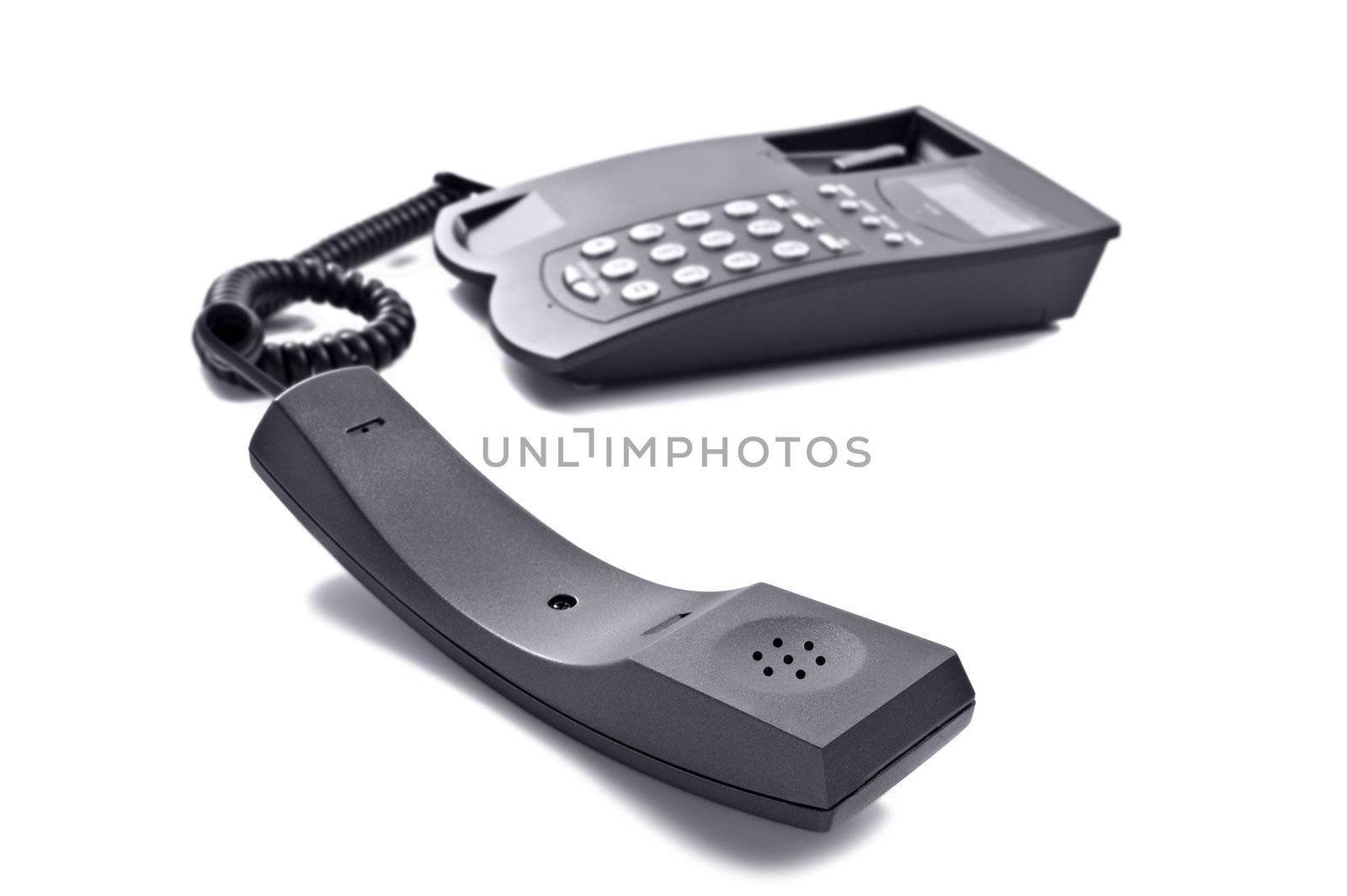 Black telephone isolated  on white with space for text by tish1