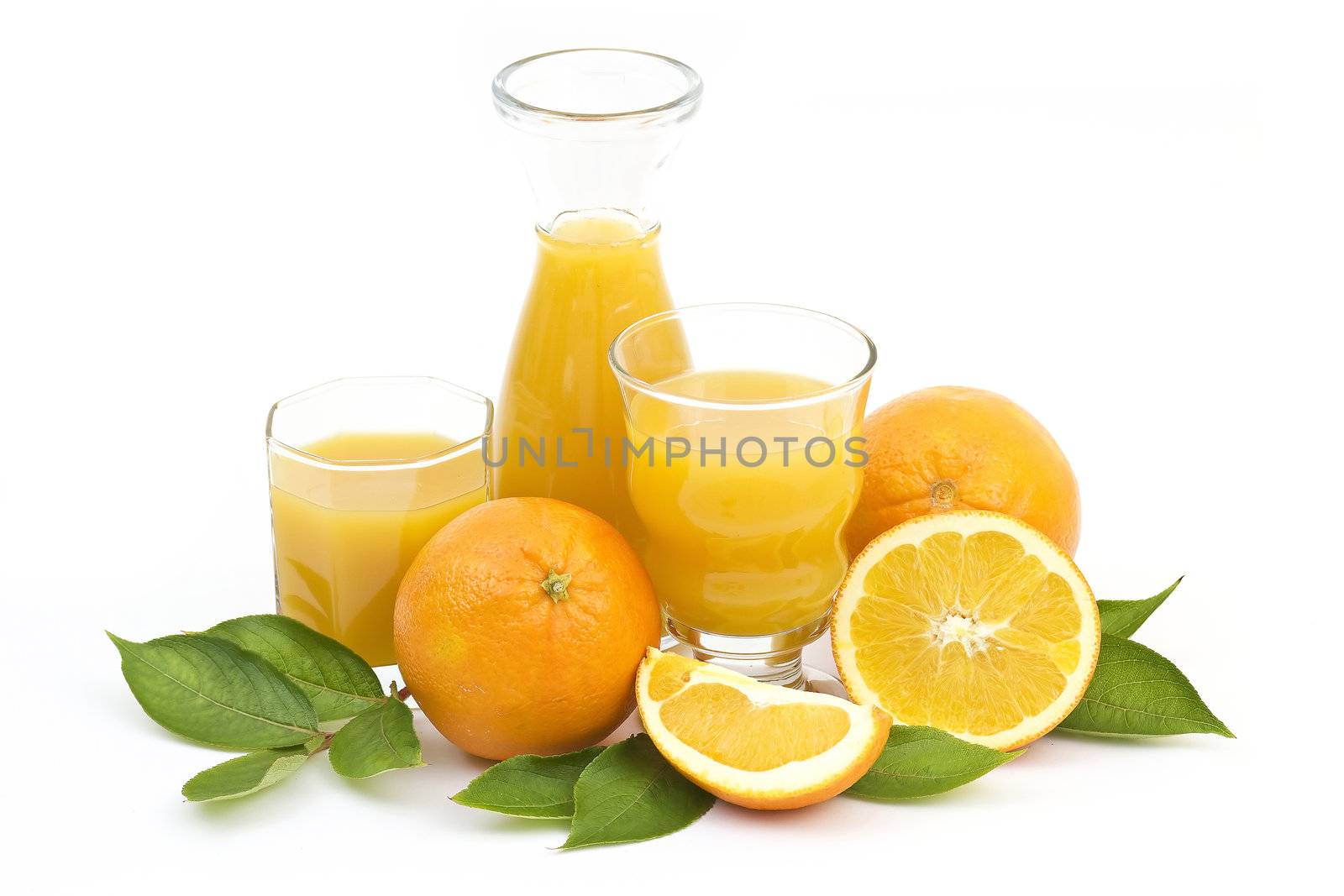 orange juice and some fresh fruits