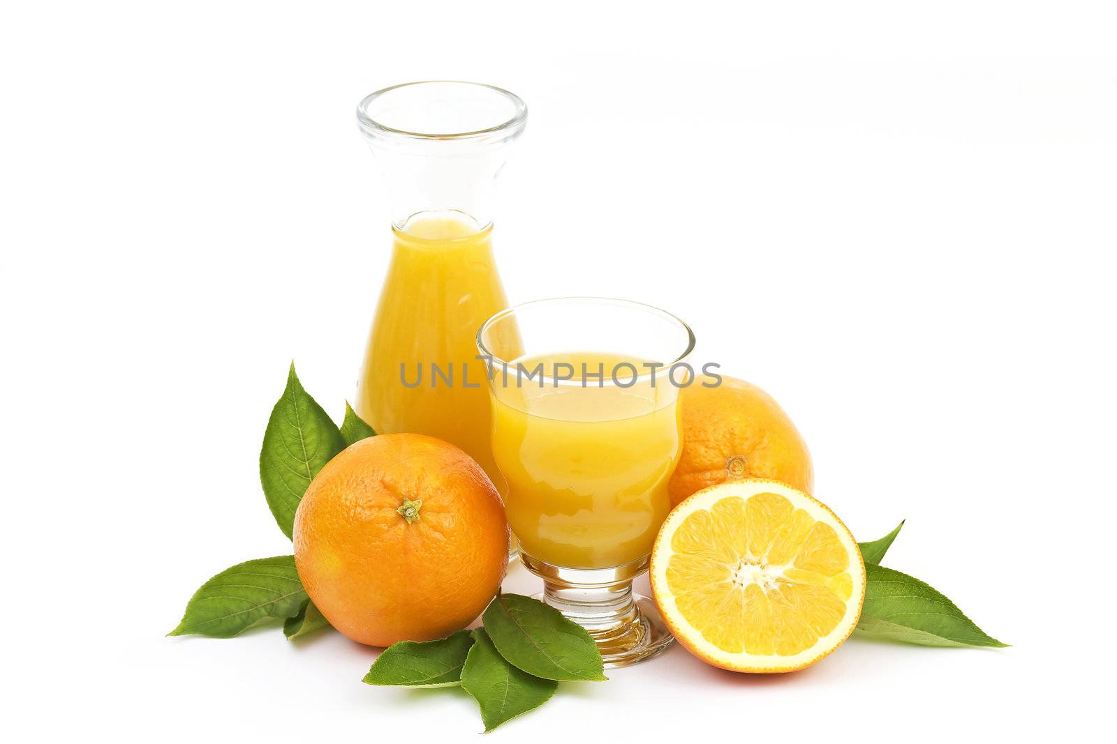 orange juice and some fresh fruits