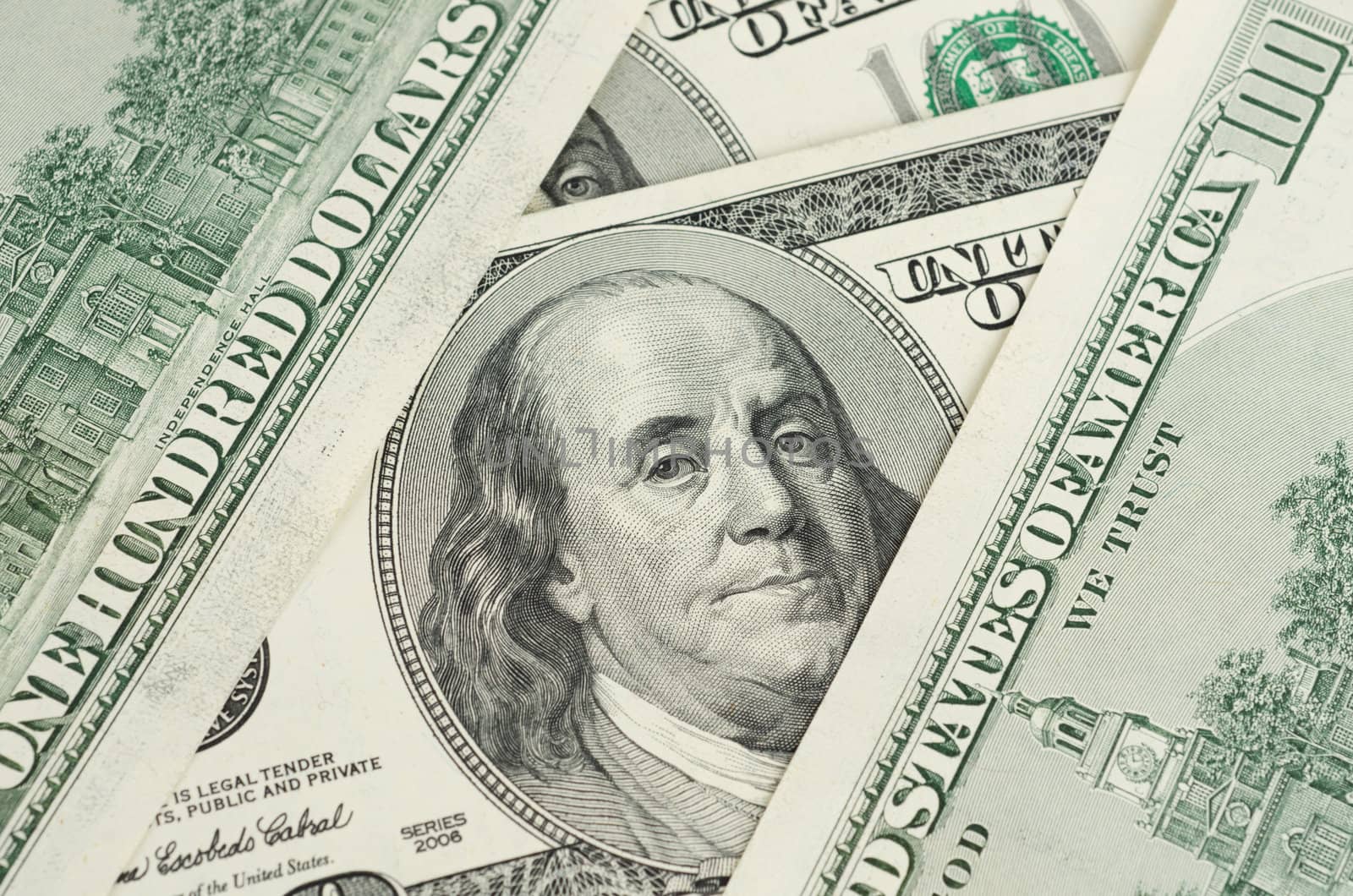 Close up view of pack dollar banknotes