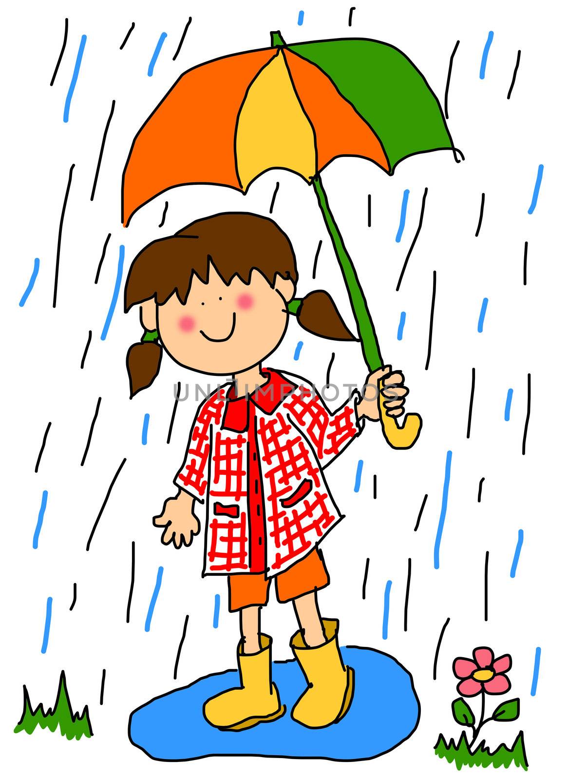 Little girl with umbrella cartoon by Mirage3