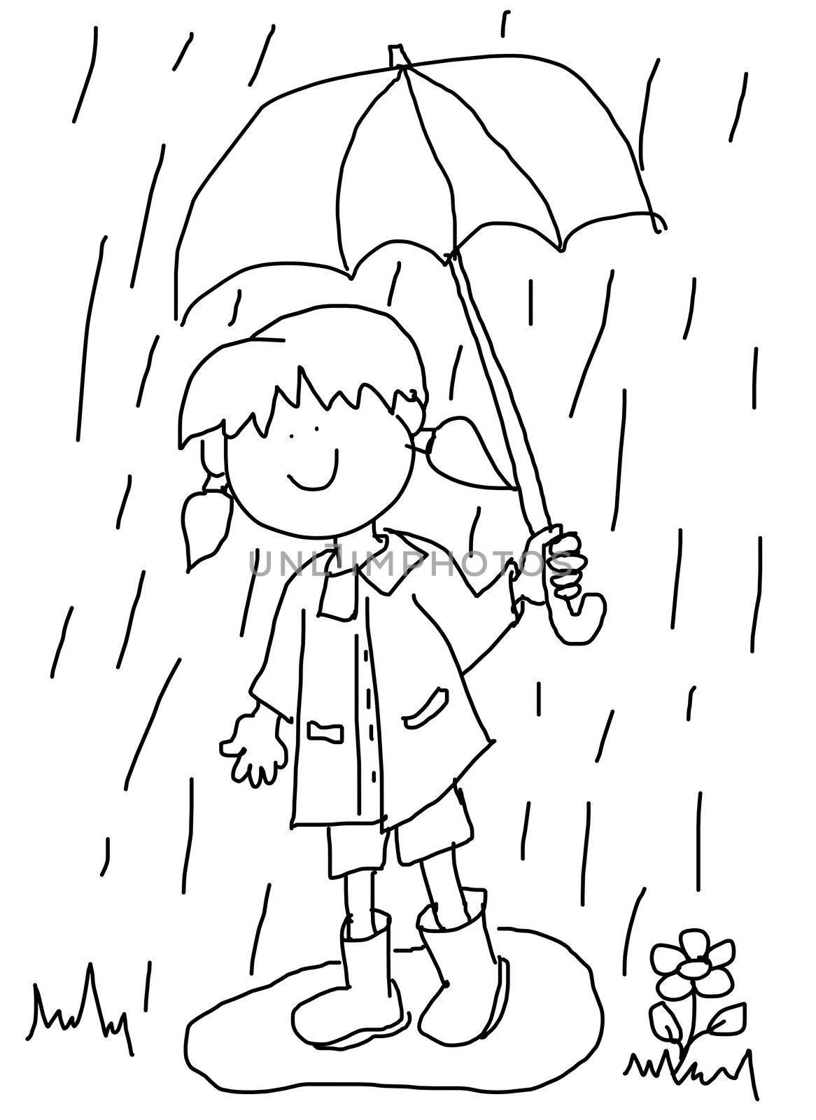 Little girl with umbrella cartoon by Mirage3