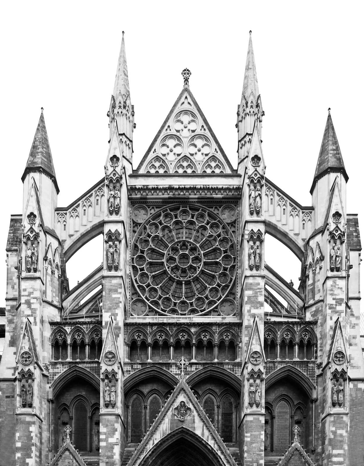 The Westminster Abbey church in London, UK - rectilinear frontal view