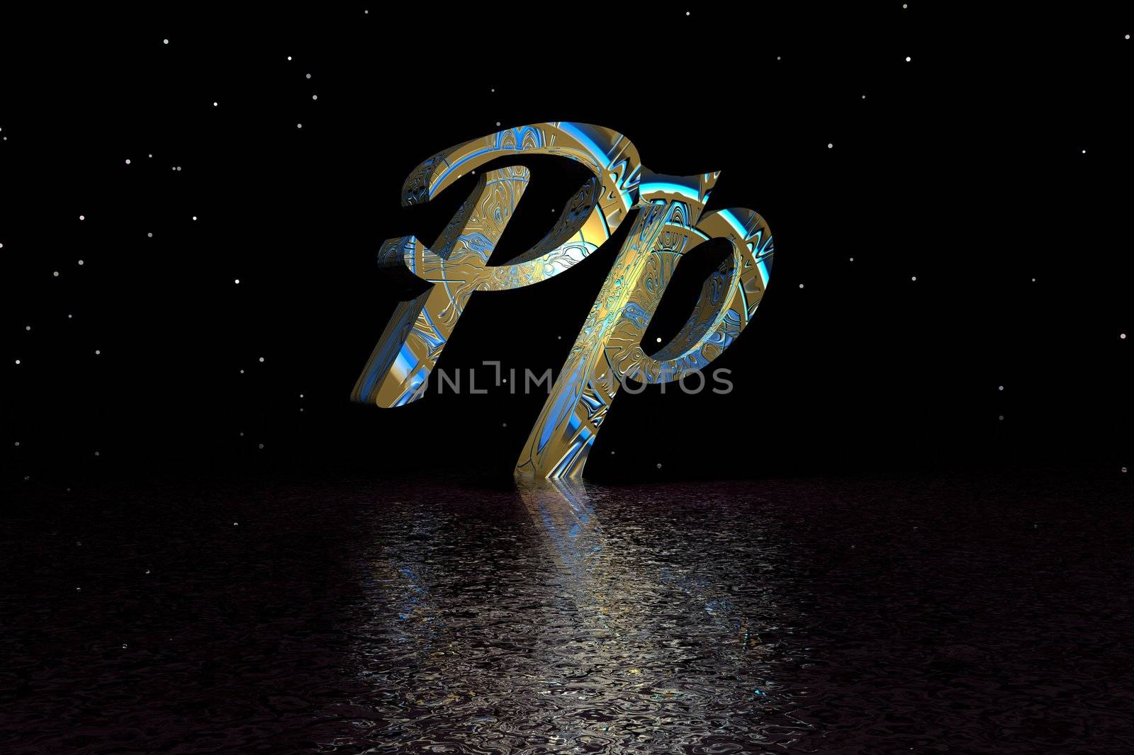 letter p yellow and blue