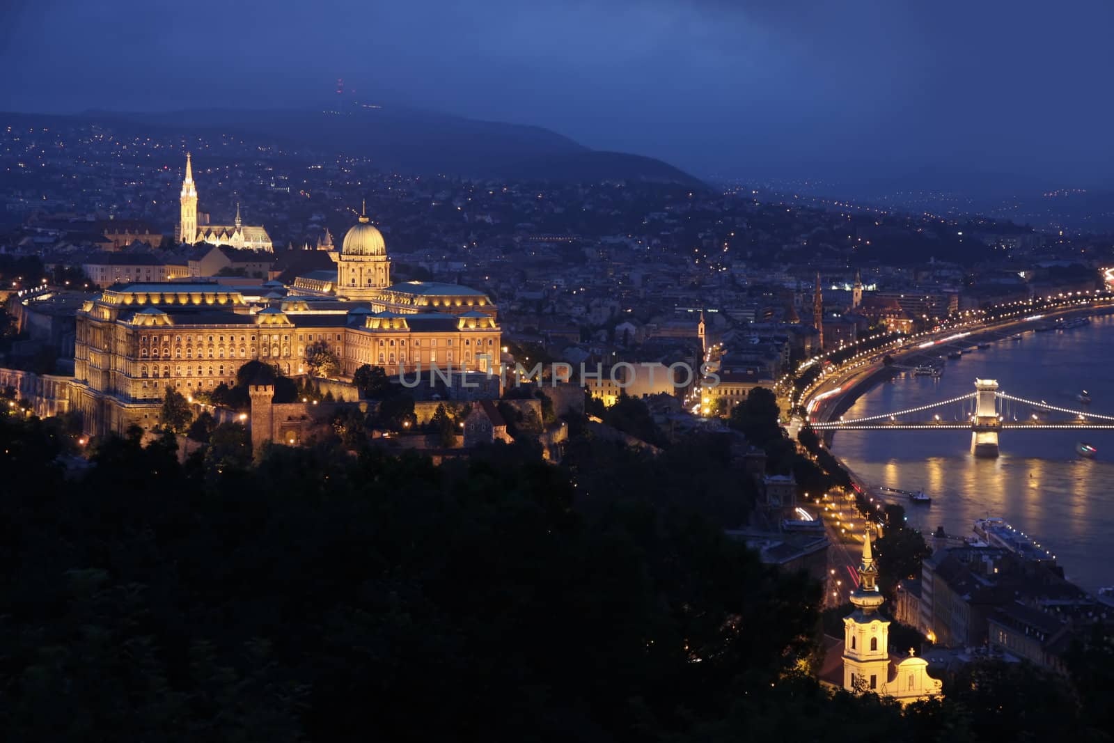 view of panorama Budapest, Hungary, from fortress Citadel
