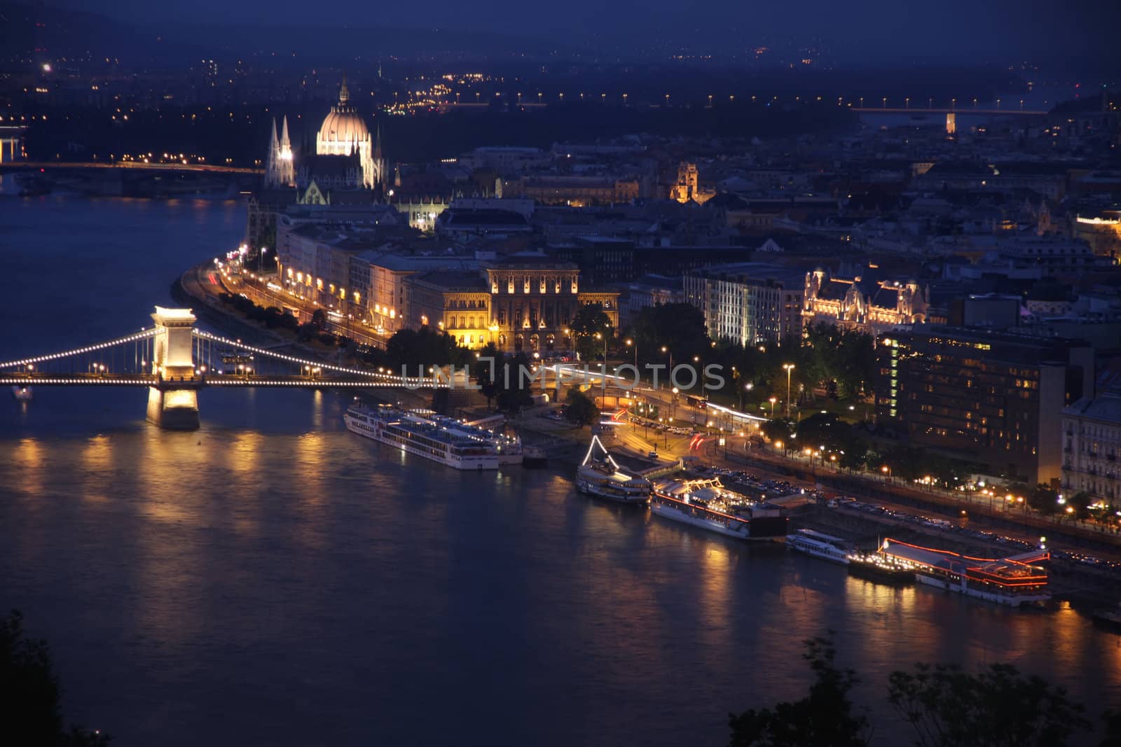 view of panorama Budapest, Hungary, from fortress Citadel