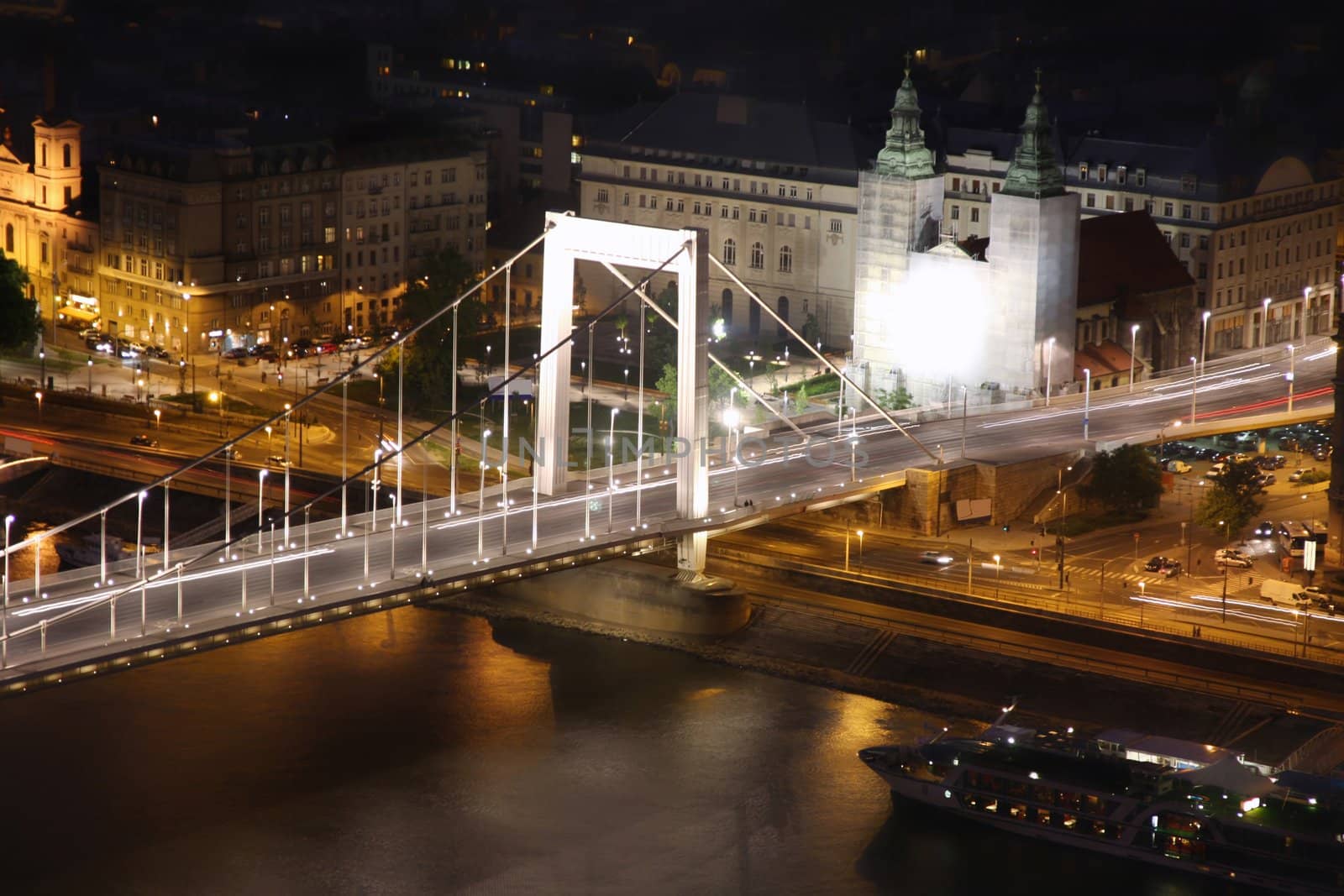 view of Elizabeth bridge, Budapest, Hungary from Citadel 