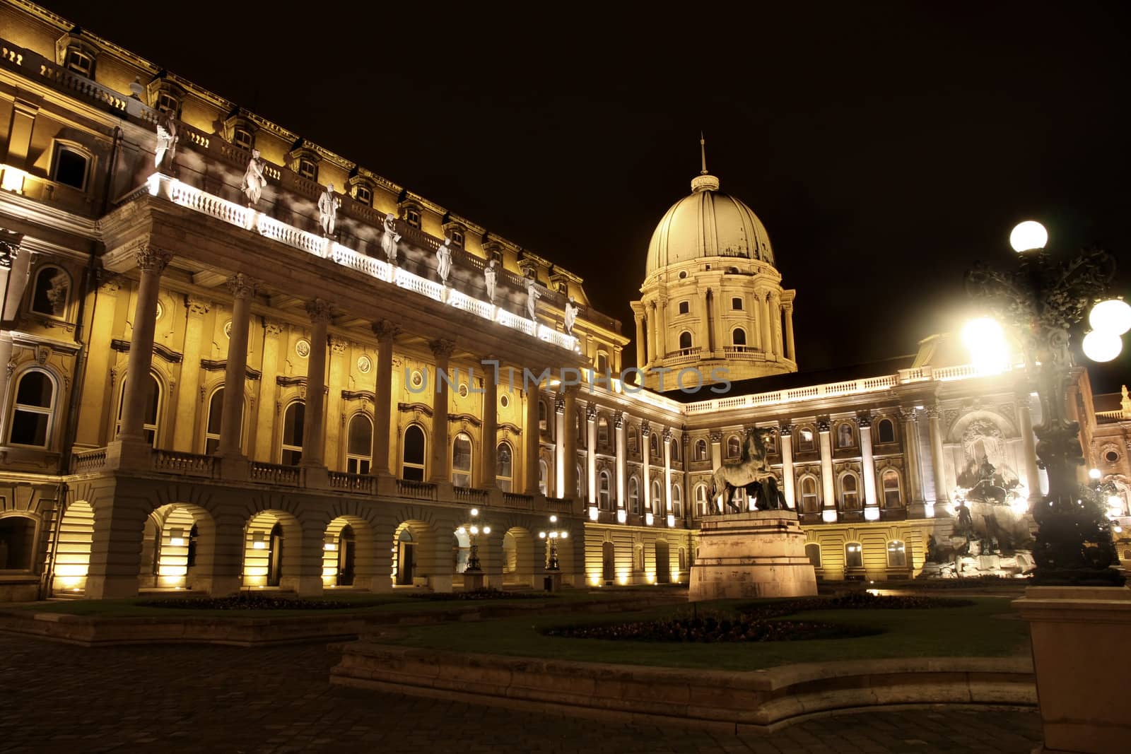 shot of night Buda Castle in Budapest, Hungary