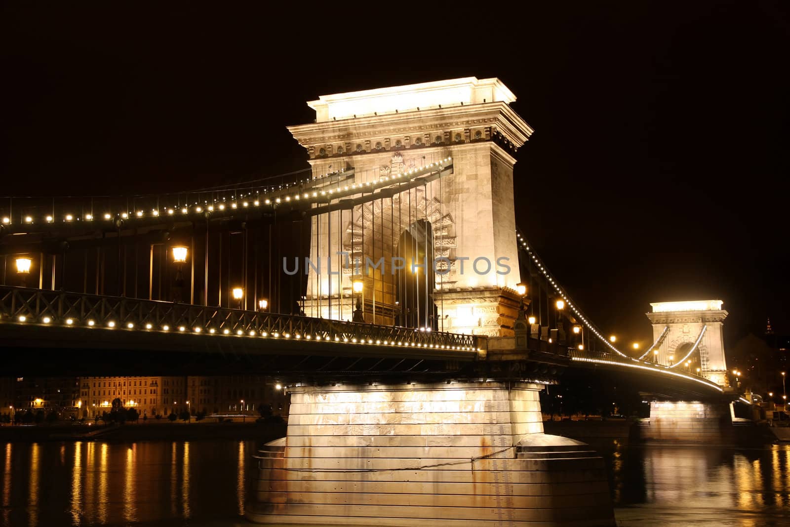 view of chain bridge in Budapest, Hungary