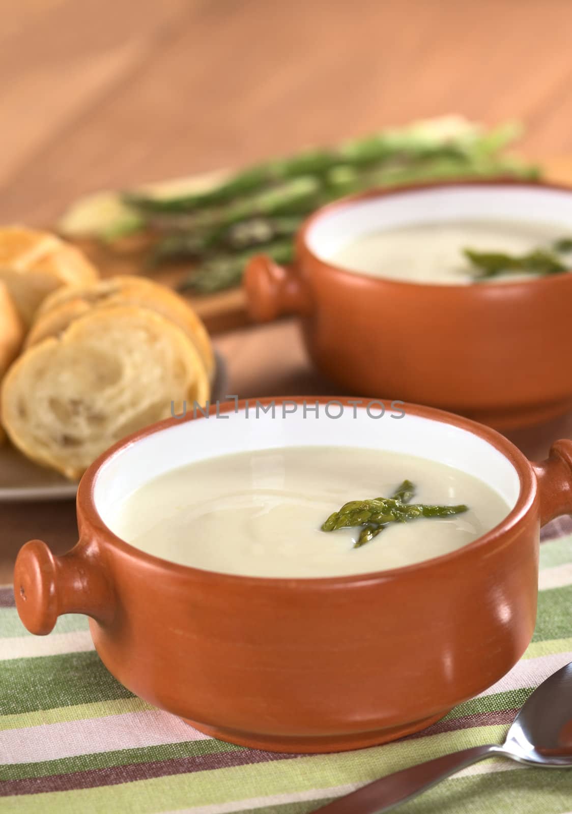 Cream of Asparagus in Rustic Bowl by ildi