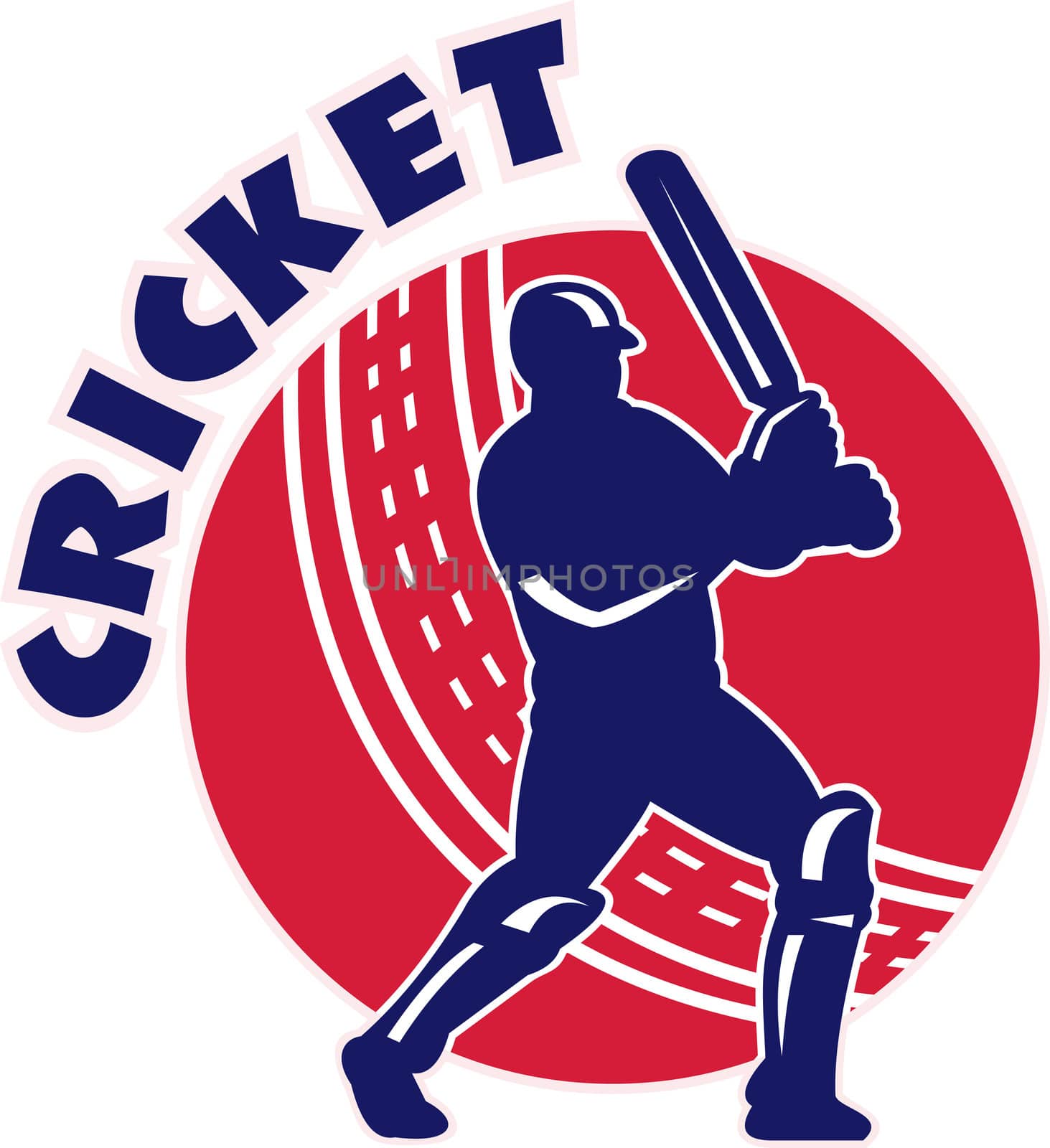 cricket sports batsman batting retro by patrimonio