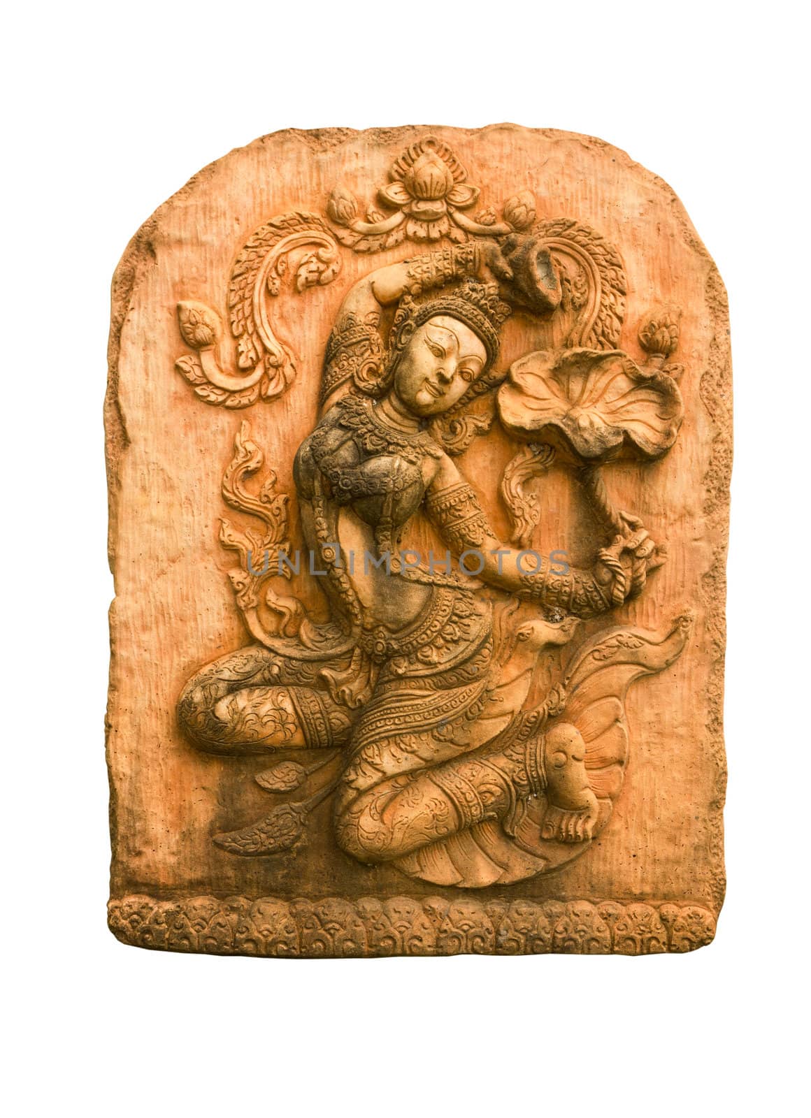 Sandstone carvings woman dancsing in Thailand