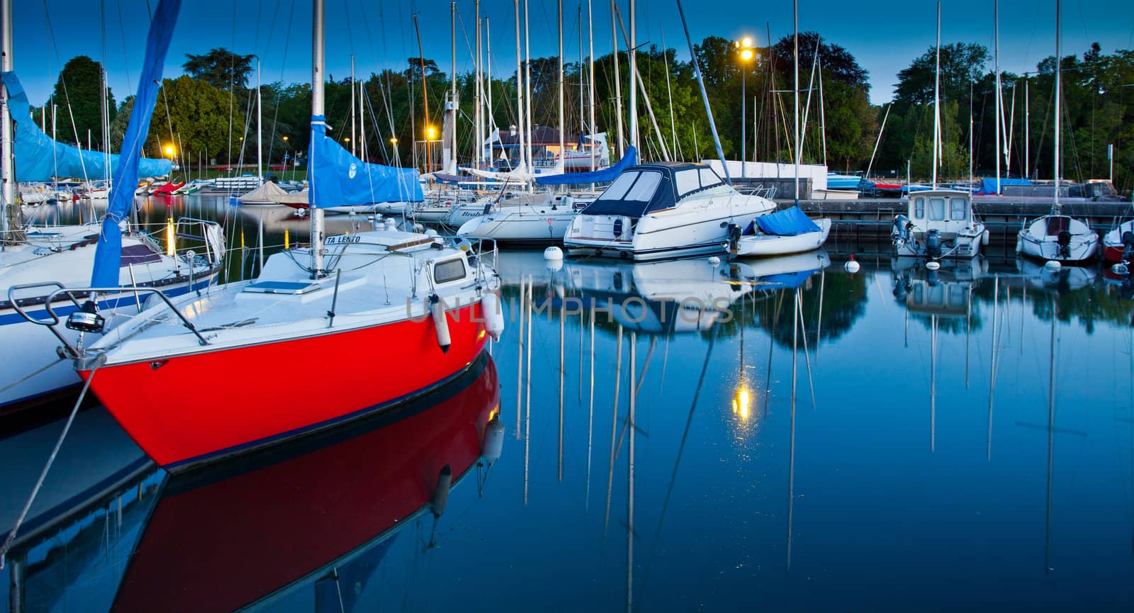 Boats at a marina in the early morning