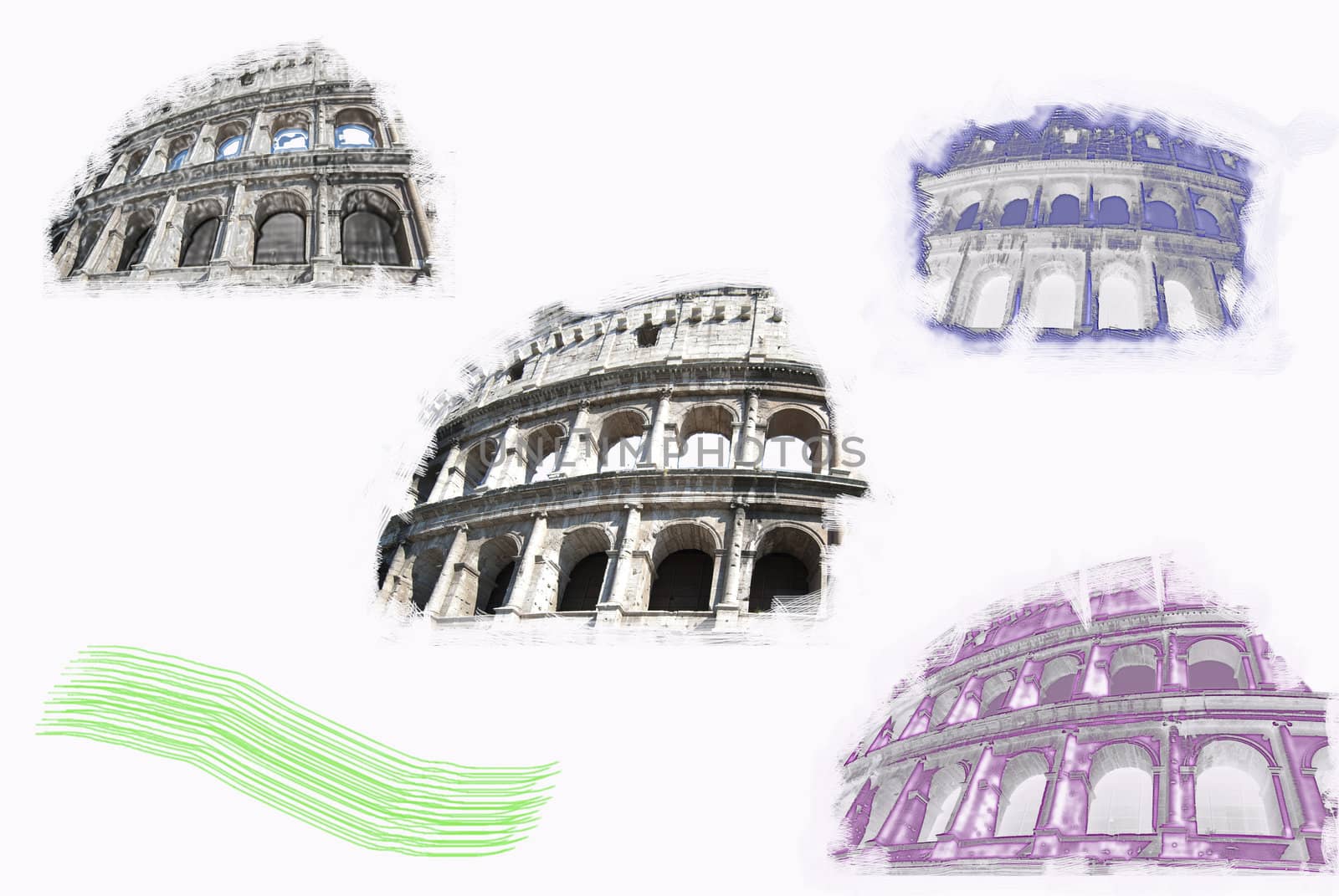 Rome. The Colosseum, romanity's symbol.  Artistic graphic elaboration