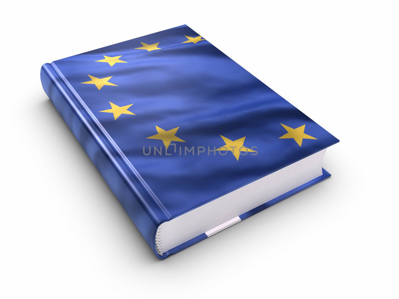 Book covered with European union flag. Clipping path included.