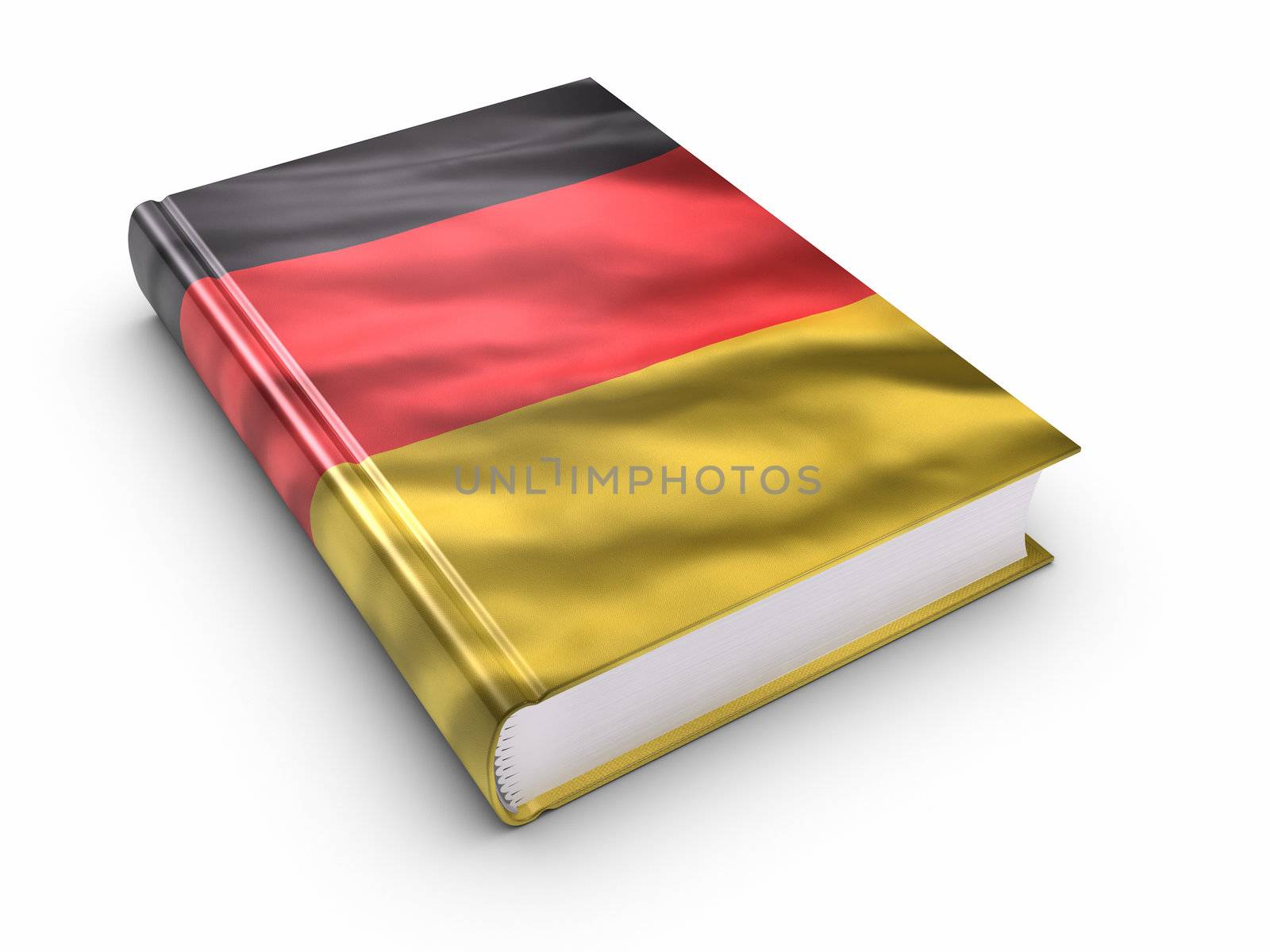 Book covered with German flag. Clipping path included.