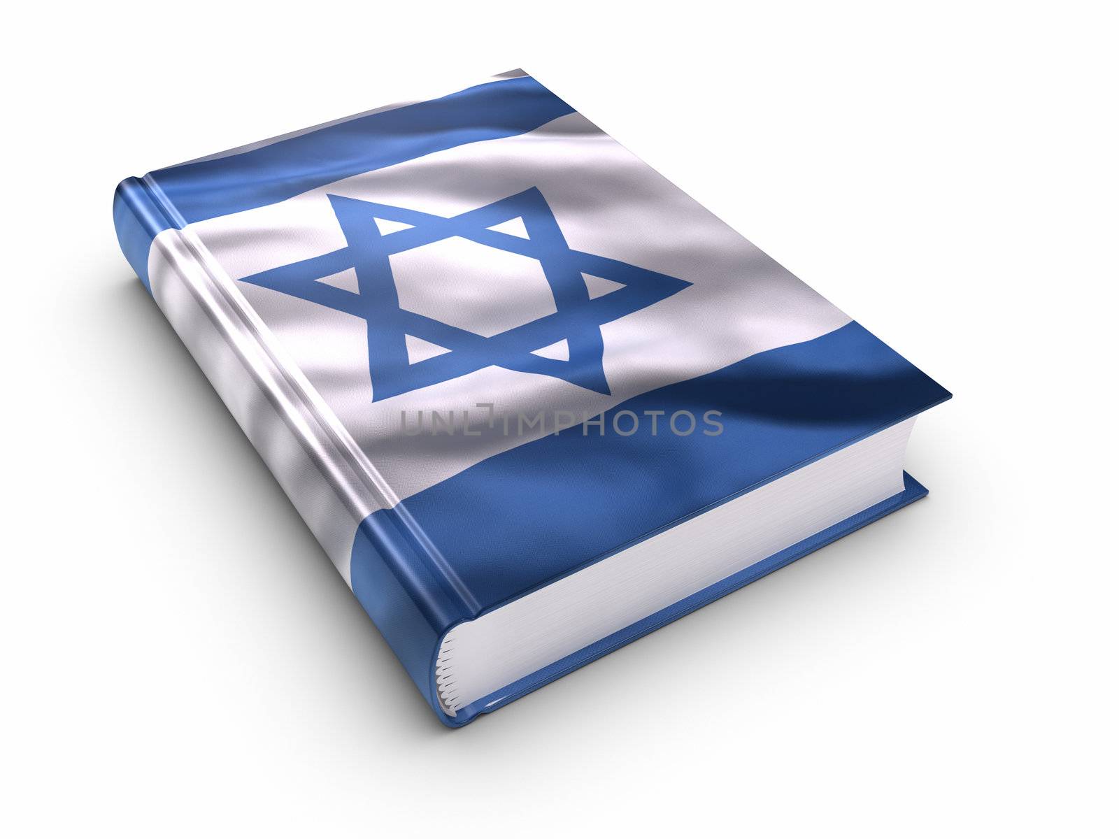 Book covered with israeli flag. Clipping path included.