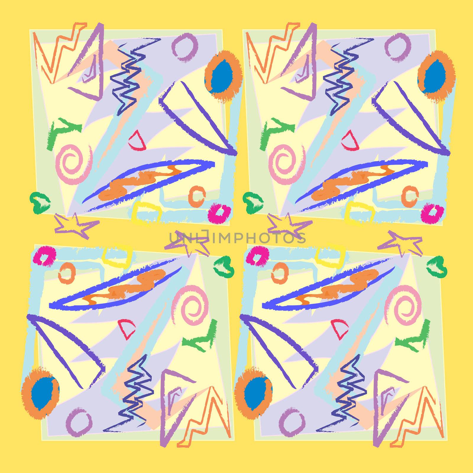 Seamless square, scribble and obtuse angle background pattern