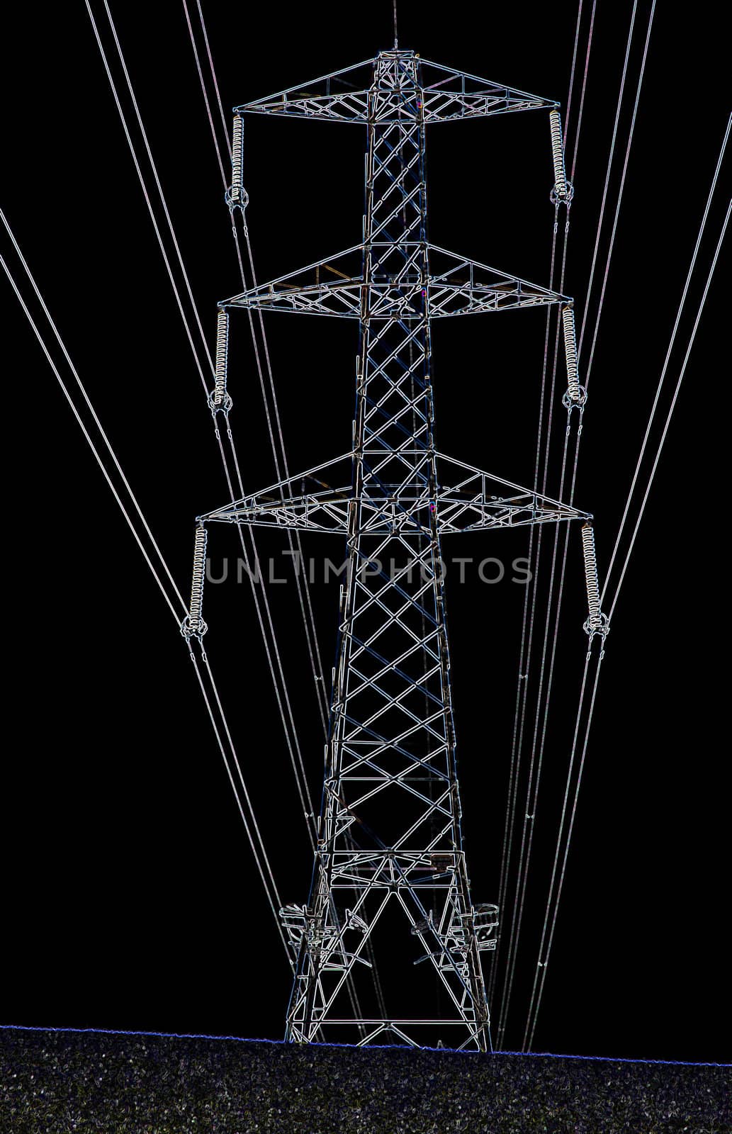 Cable carriers in UK glowing on a black background