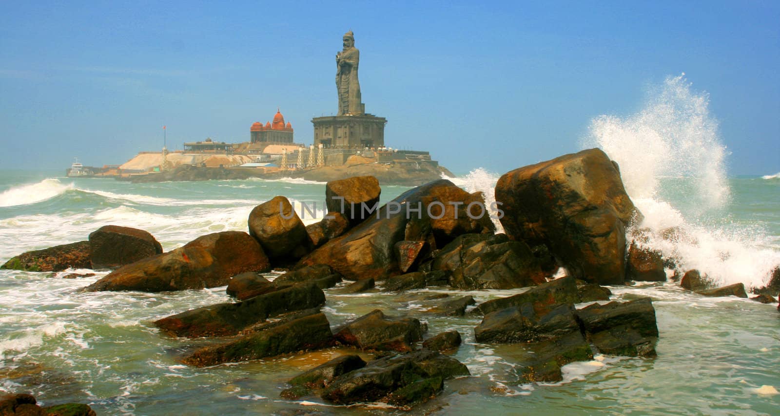 Vivekananda memorial at Kaniyakumari, Tamil Nada India where the three oceans meet