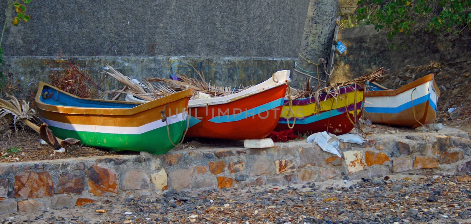 colourful canoes at menori bell, Mumbai India