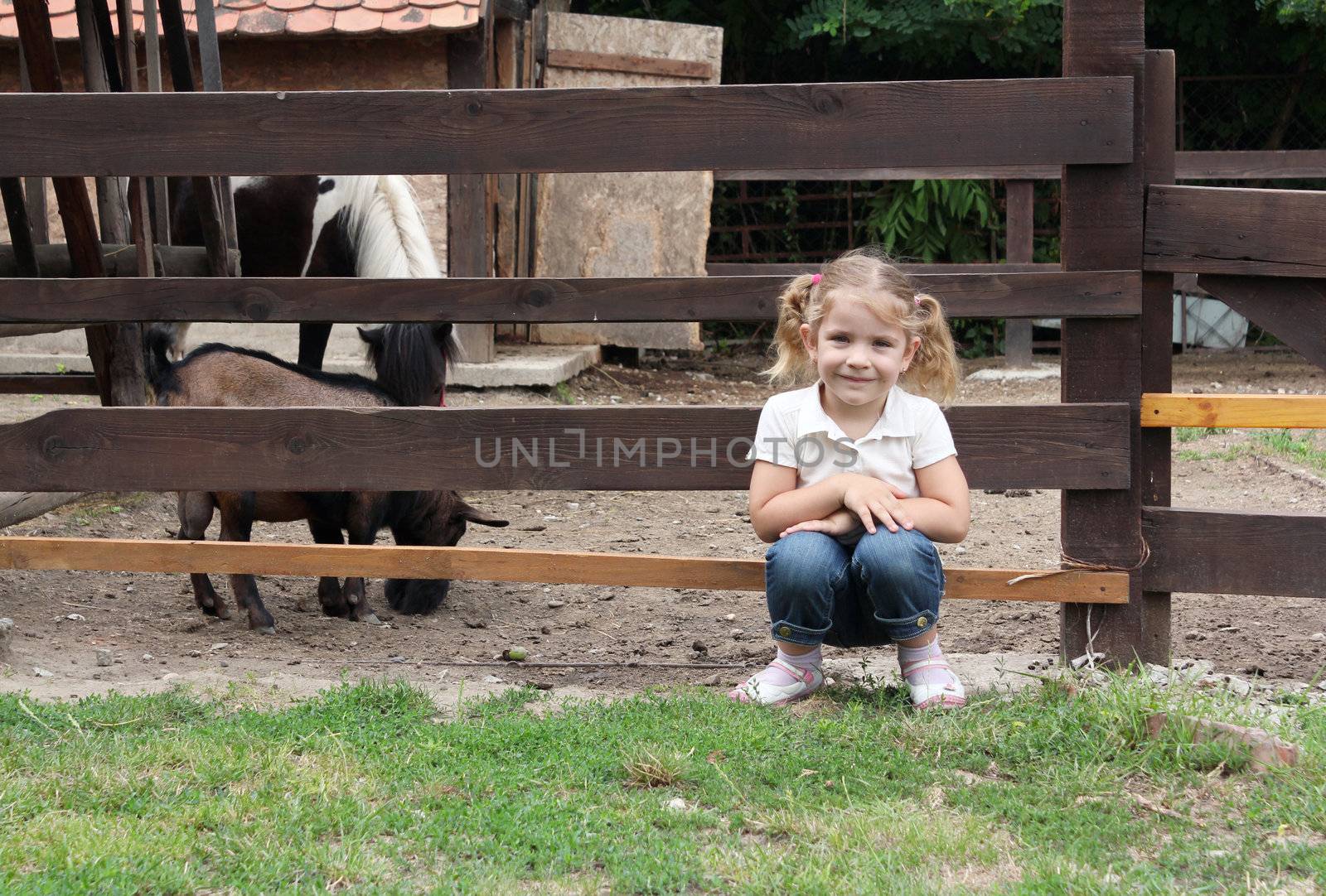 little girl on the farm