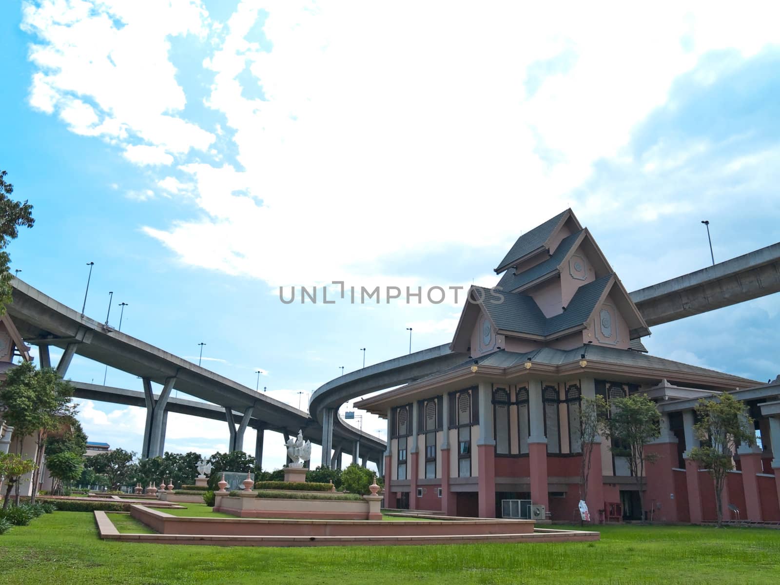 Museum of  Industrial Ring Road Bridge and Bhumibol Bridge, Samut Prakarn,Thailand